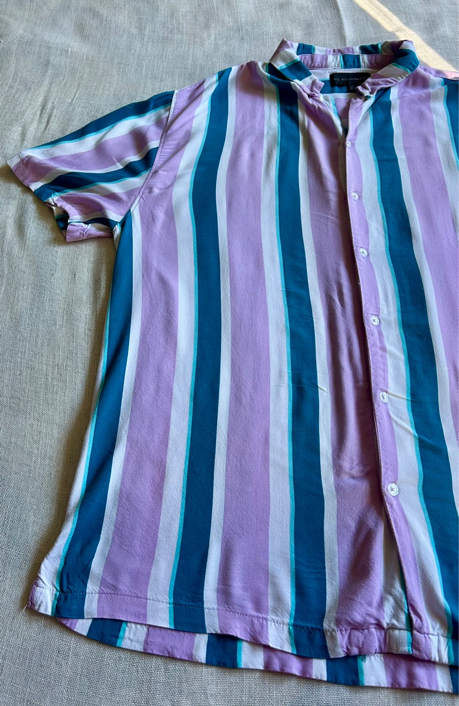 No Boundaries Striped Short Sleeve Button Up Shirt XL - photo 2