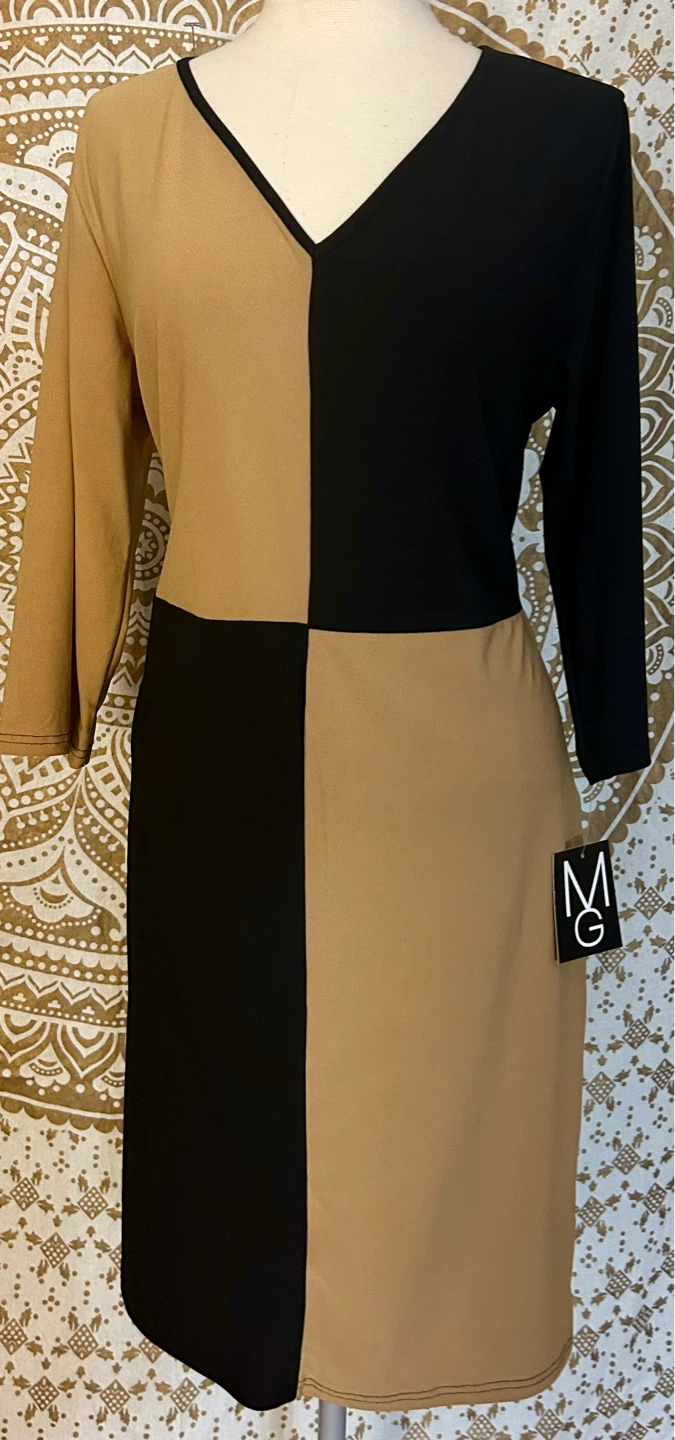 Colorblock V-Neck Dress