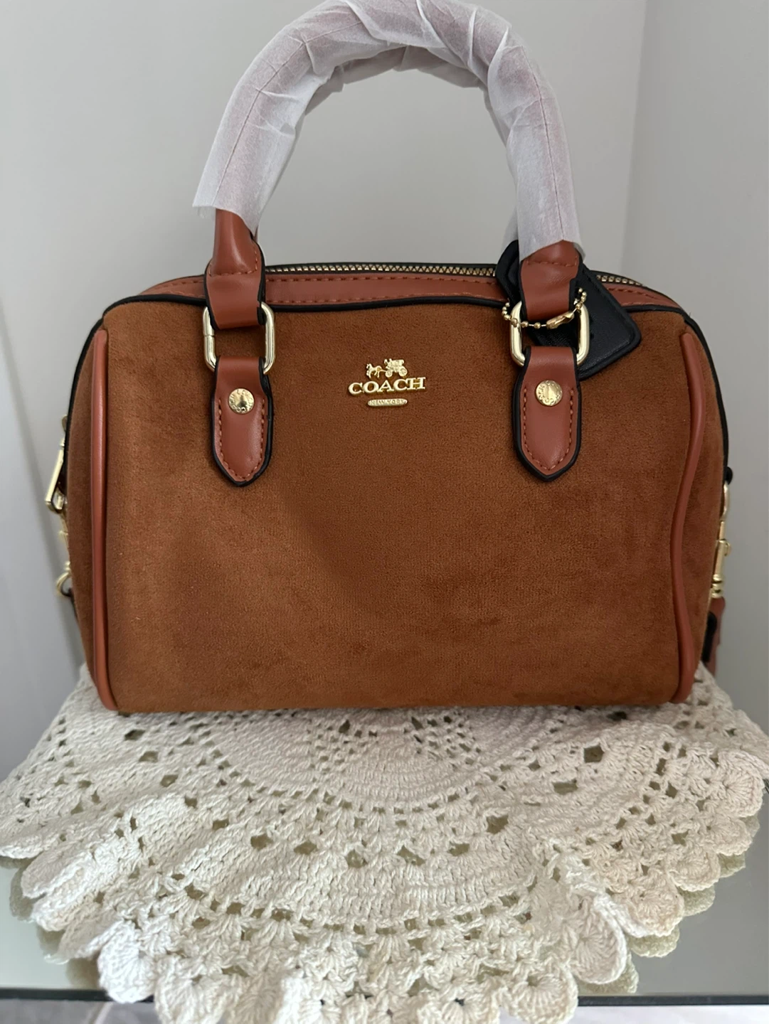 Coach Suede Barrel Bag - Brown