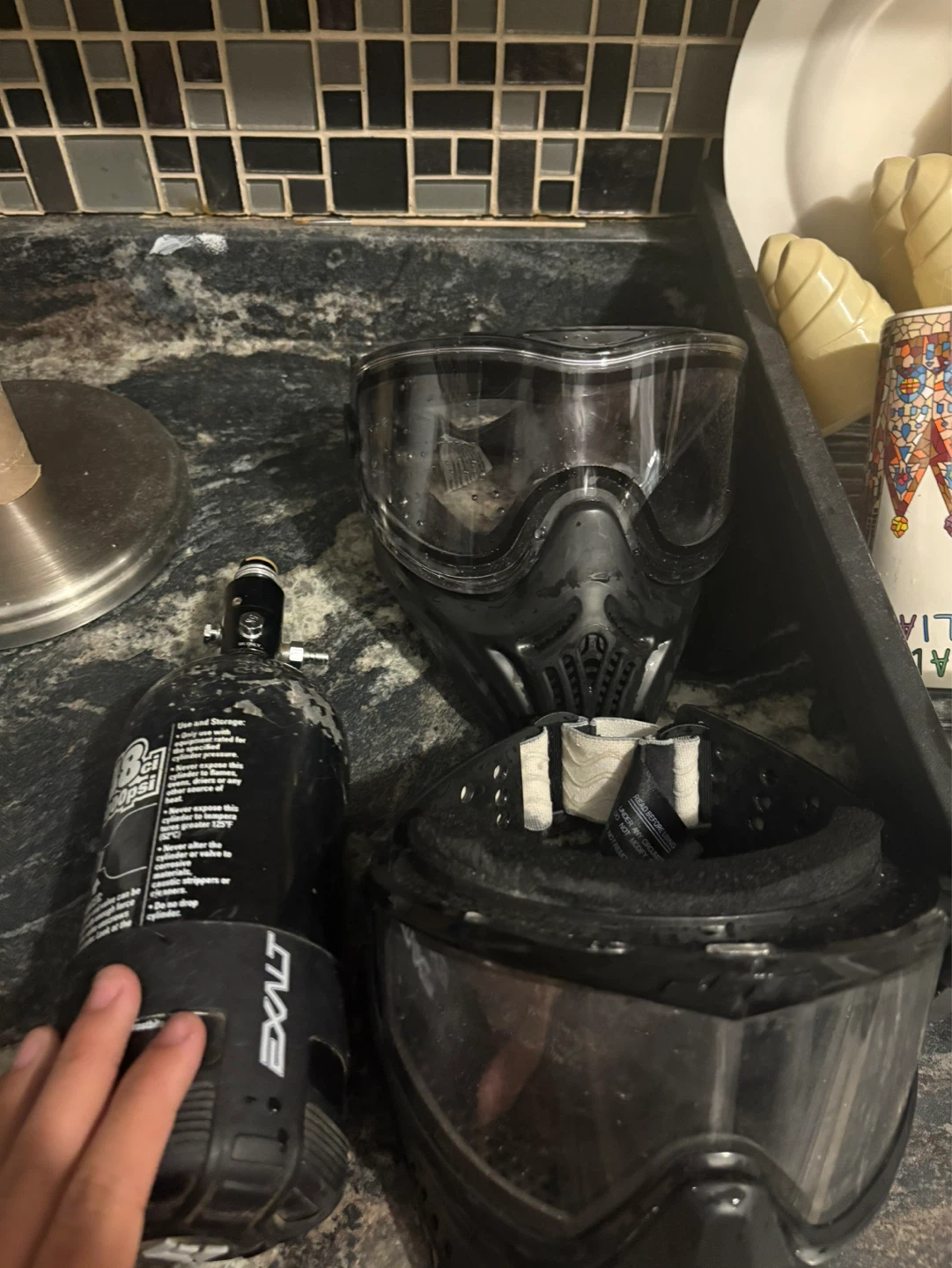 Exalt Paintball Tank and Goggles