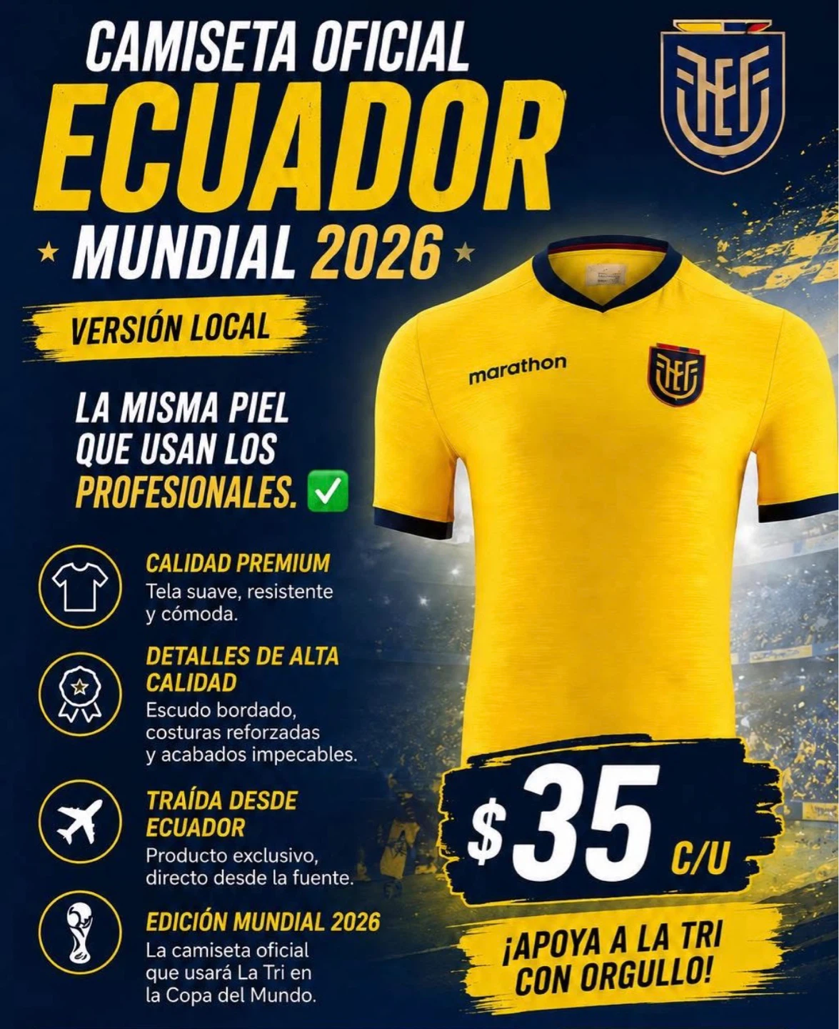 Marathon Ecuador 2026 World Cup Official Jersey
