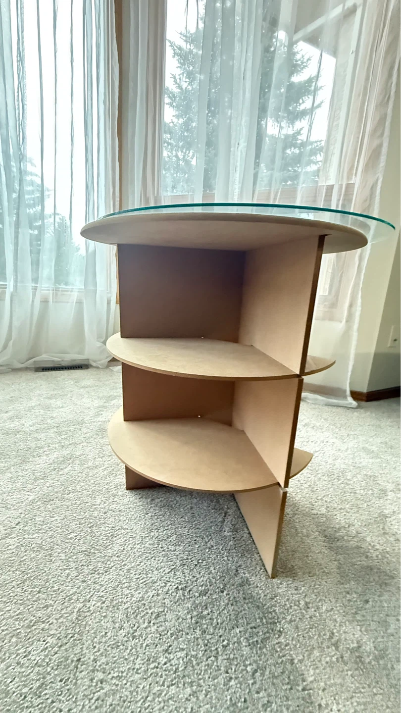 Round Glass Top Side Table with Shelving