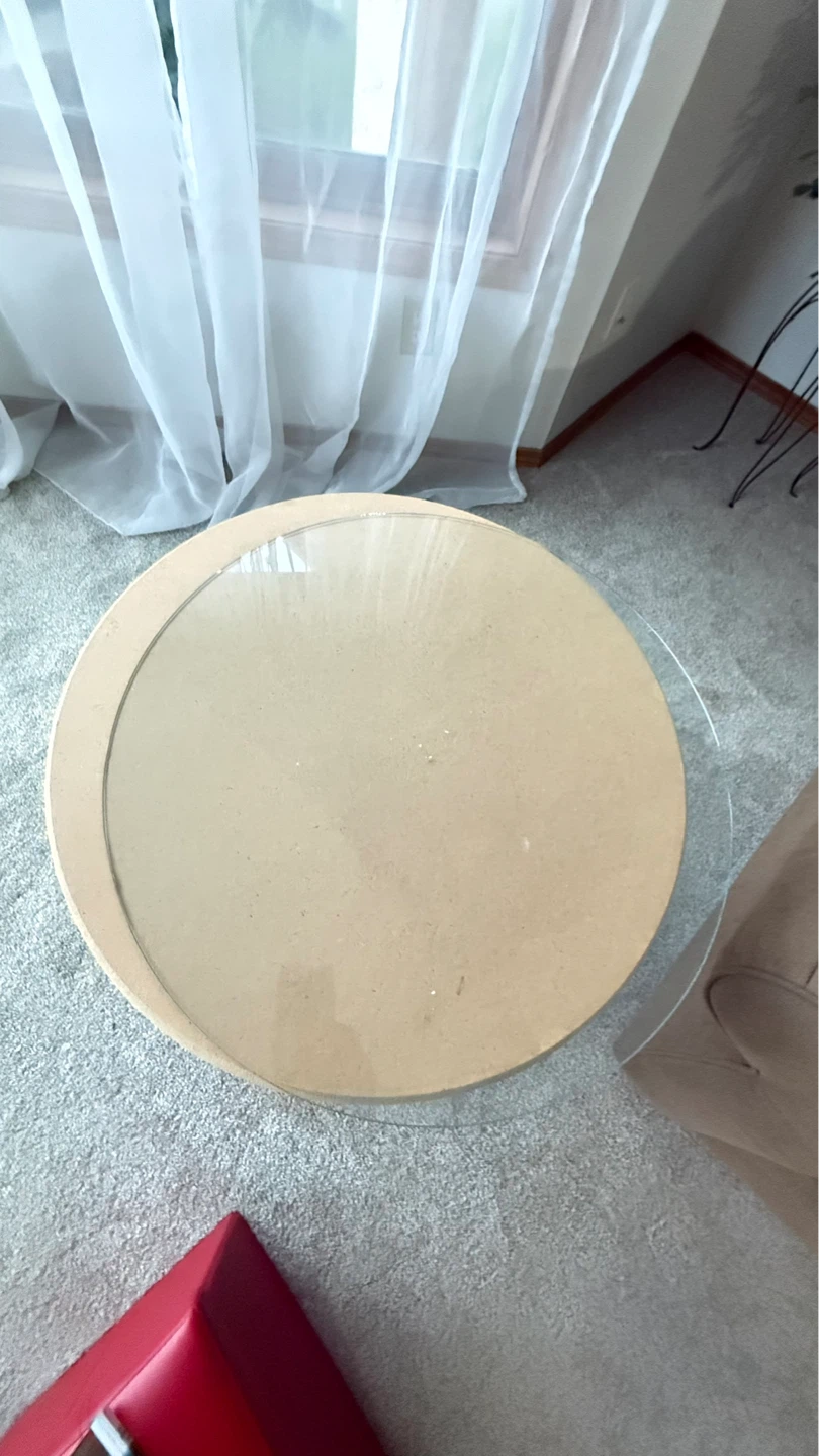 Round Glass Top Side Table with Shelving - photo 2