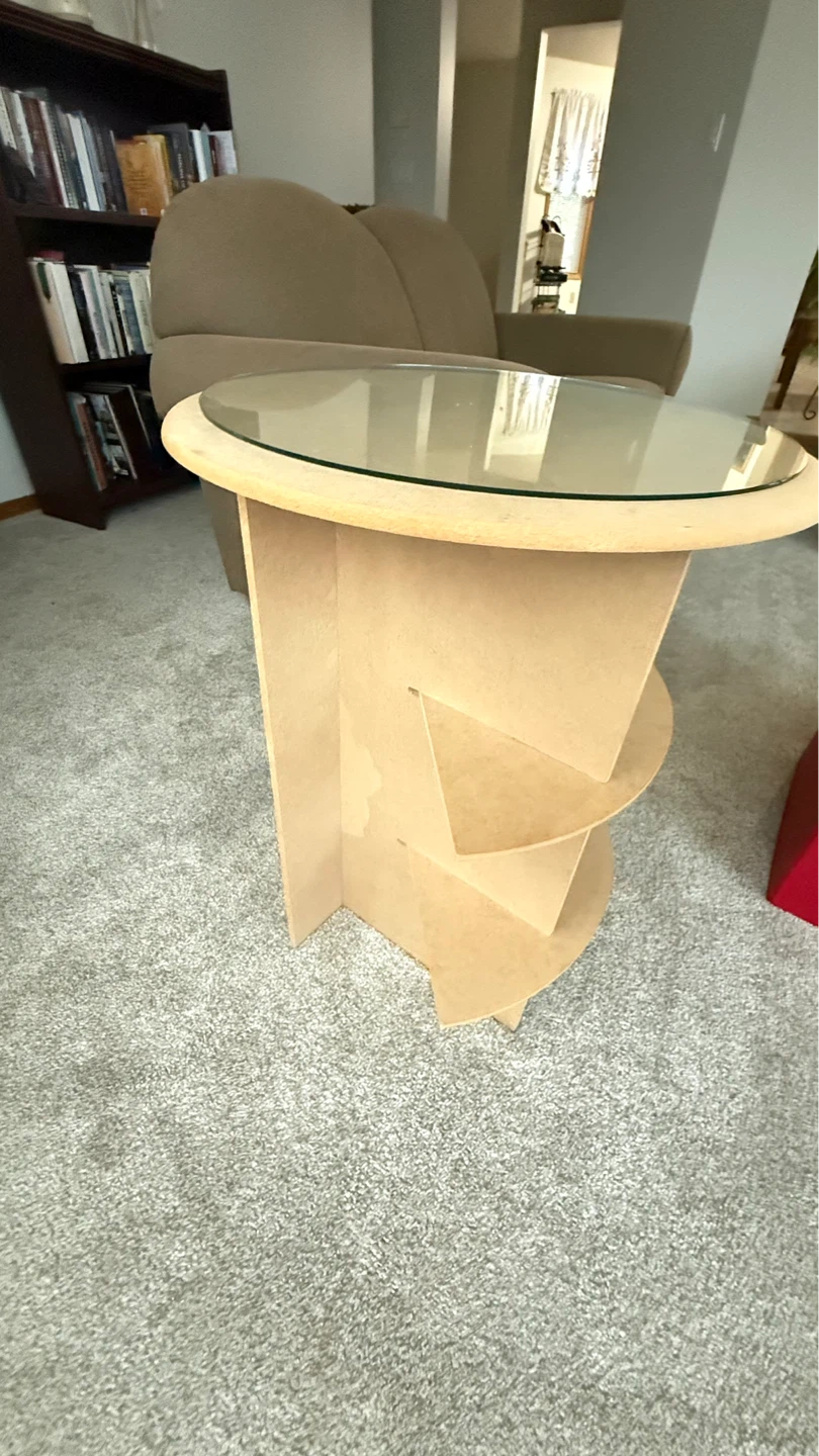 Round Glass Top Side Table with Shelving - photo 3
