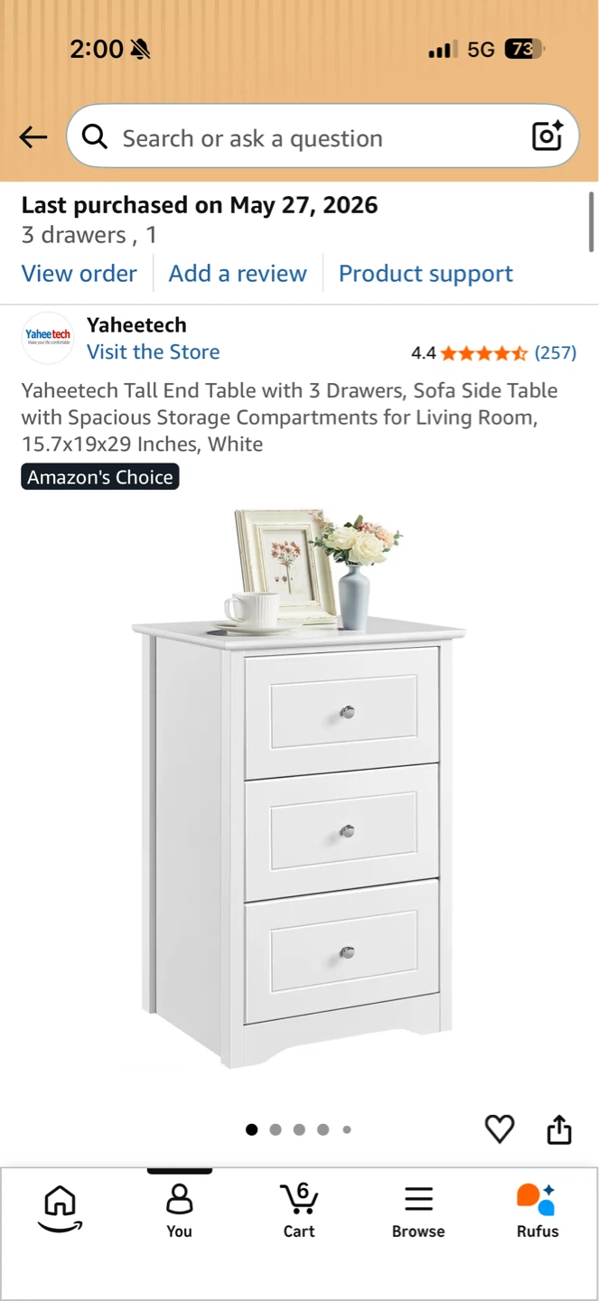 White 3-Drawer Bedside Table / nightstand - photo 3