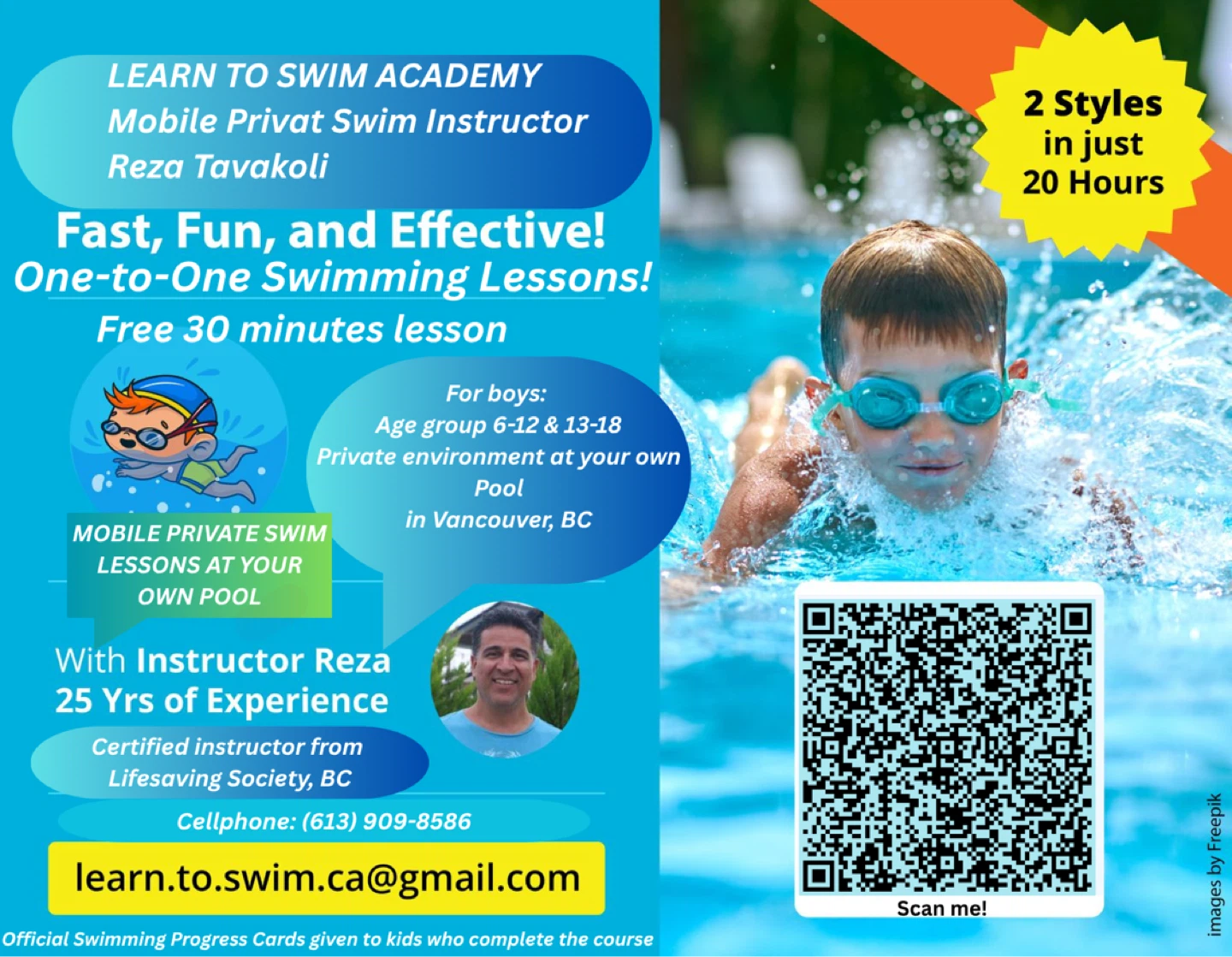Mobile Private Swim Instructor - Reza Tavakoli