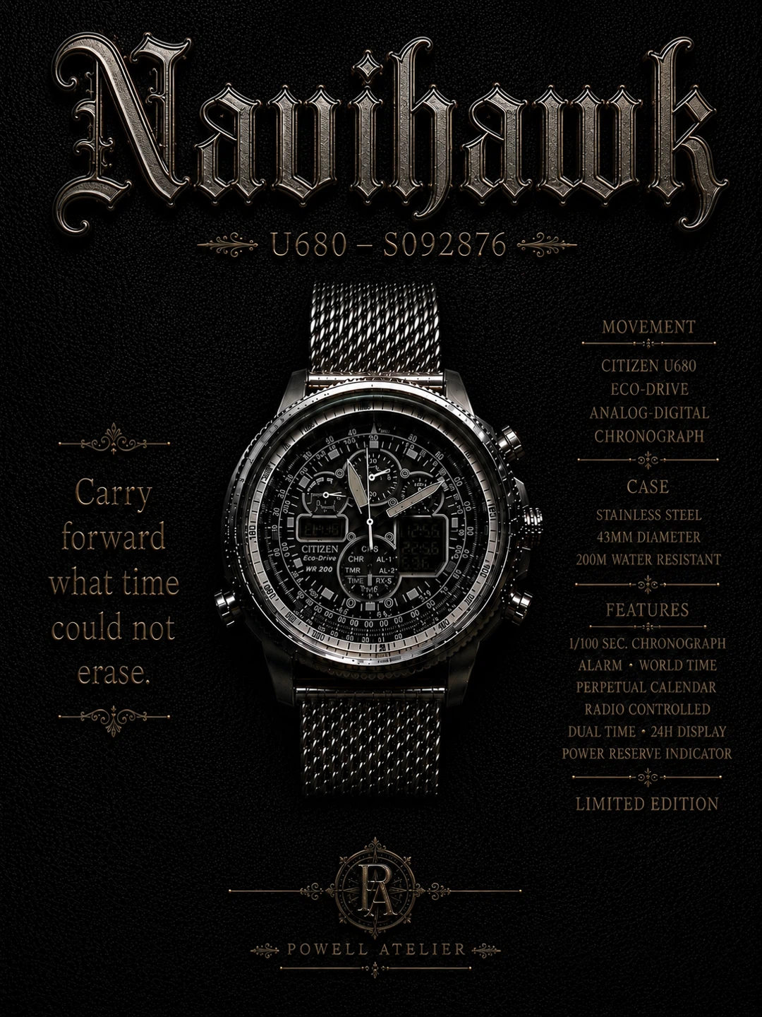 Citizen Navihawk U680-S092876 Eco-Drive Watch open to trades