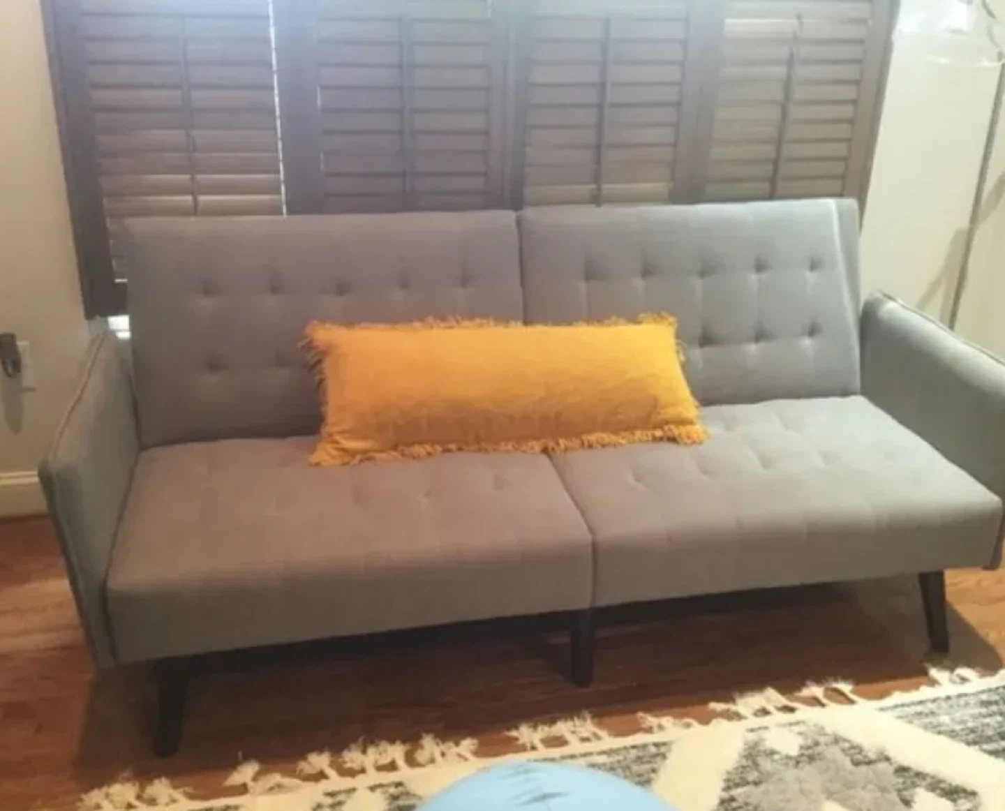 Gray Tufted Futon Sofa