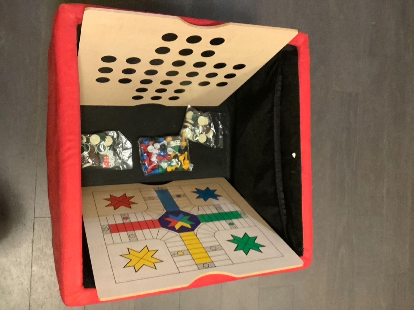 Cube Ottoman with Ludo and Backgammon Game Boards - photo 3