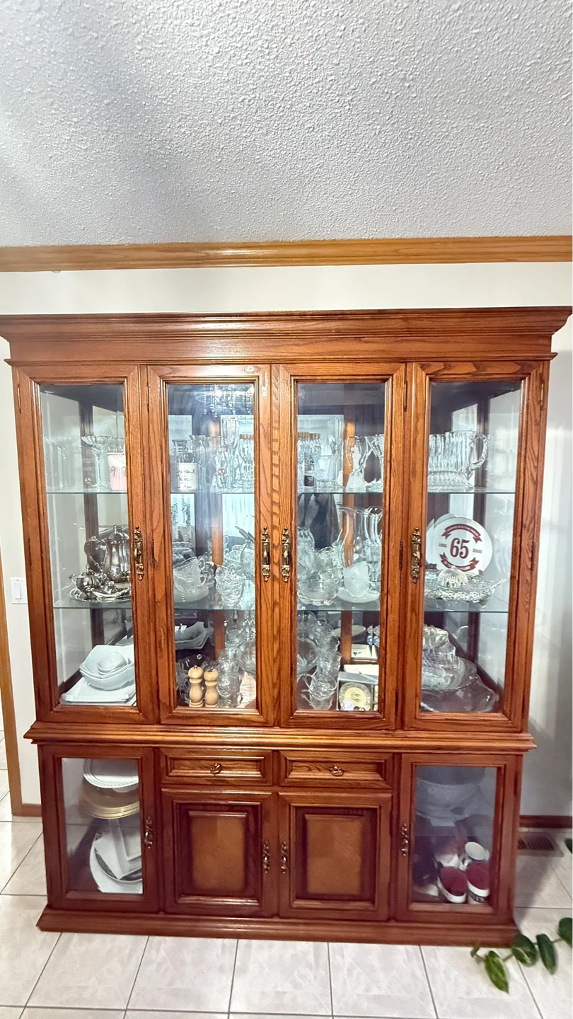 Wooden China Cabinet with Glass Doors