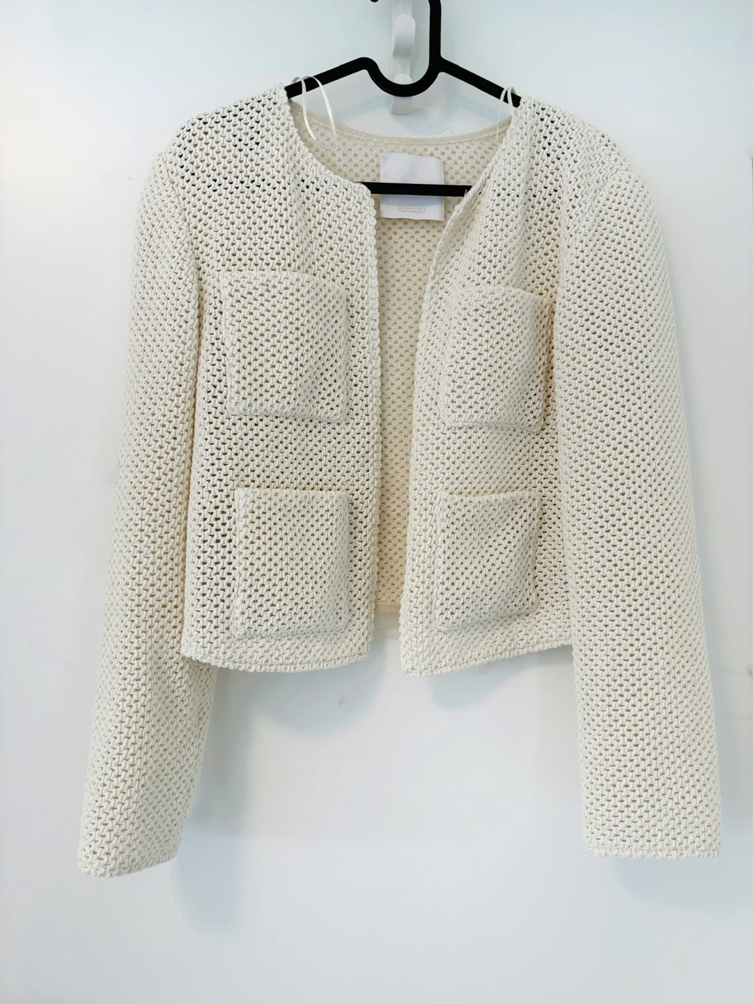 Mango Cream Knit Cropped Jacket