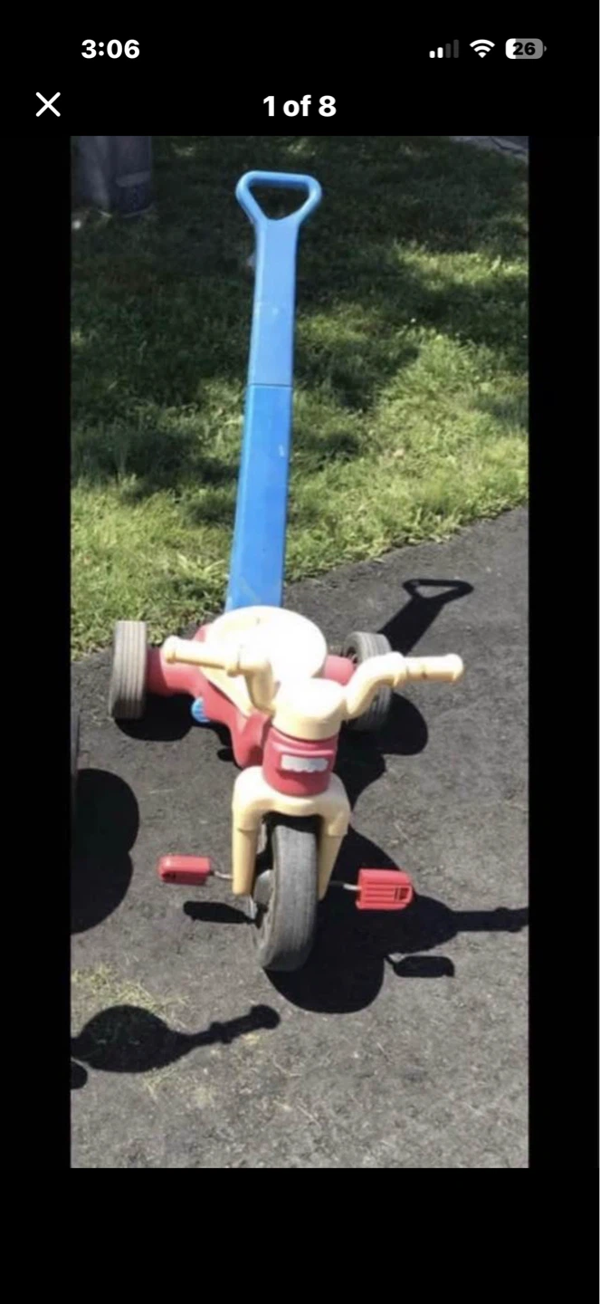 Tricycle with Removable Handle Push Bar
