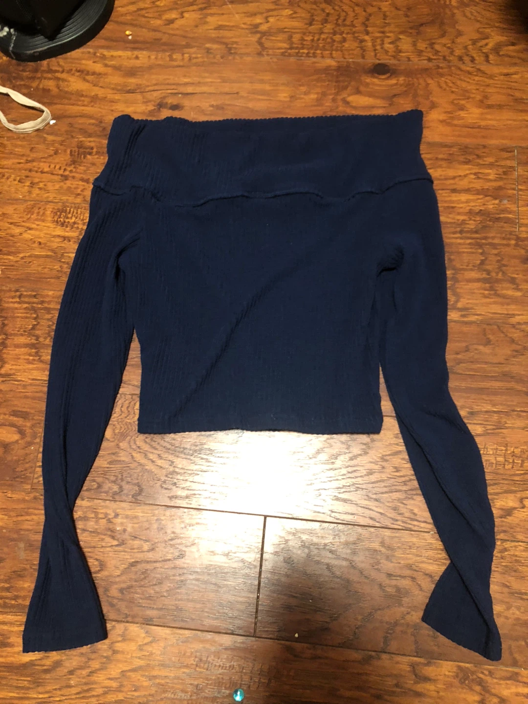 Off shoulder dark blue top