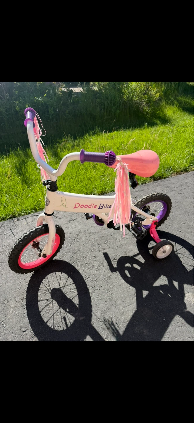 Kids Doodle Bike with Training Wheels- 12 inch wheels