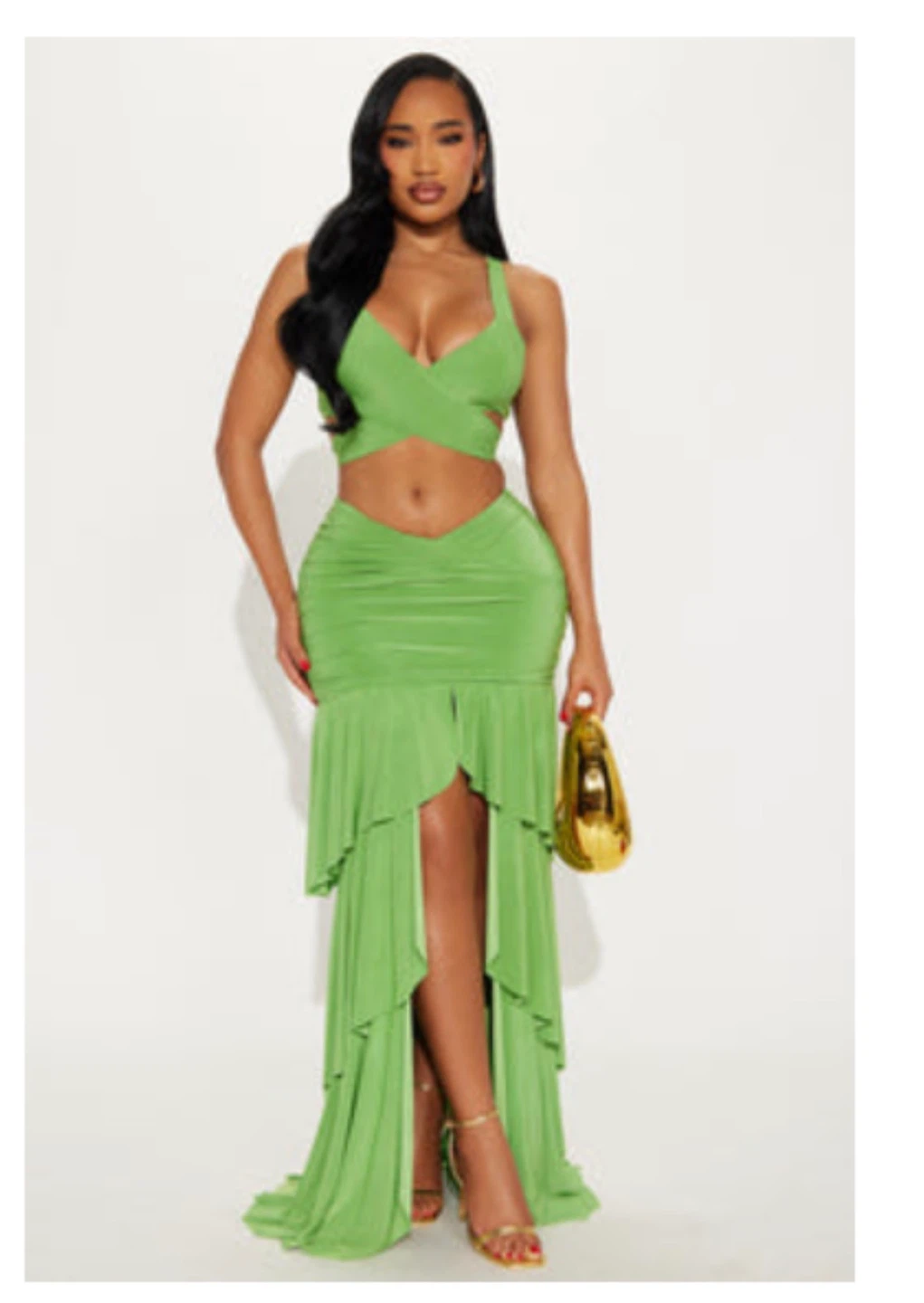 Fashion Nova Women's Lime Green Two-Piece Set