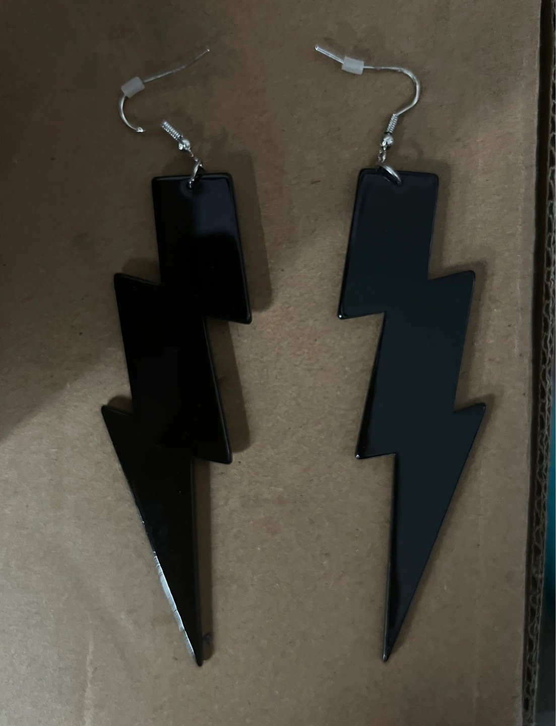 Black Lightning Bolt Earrings