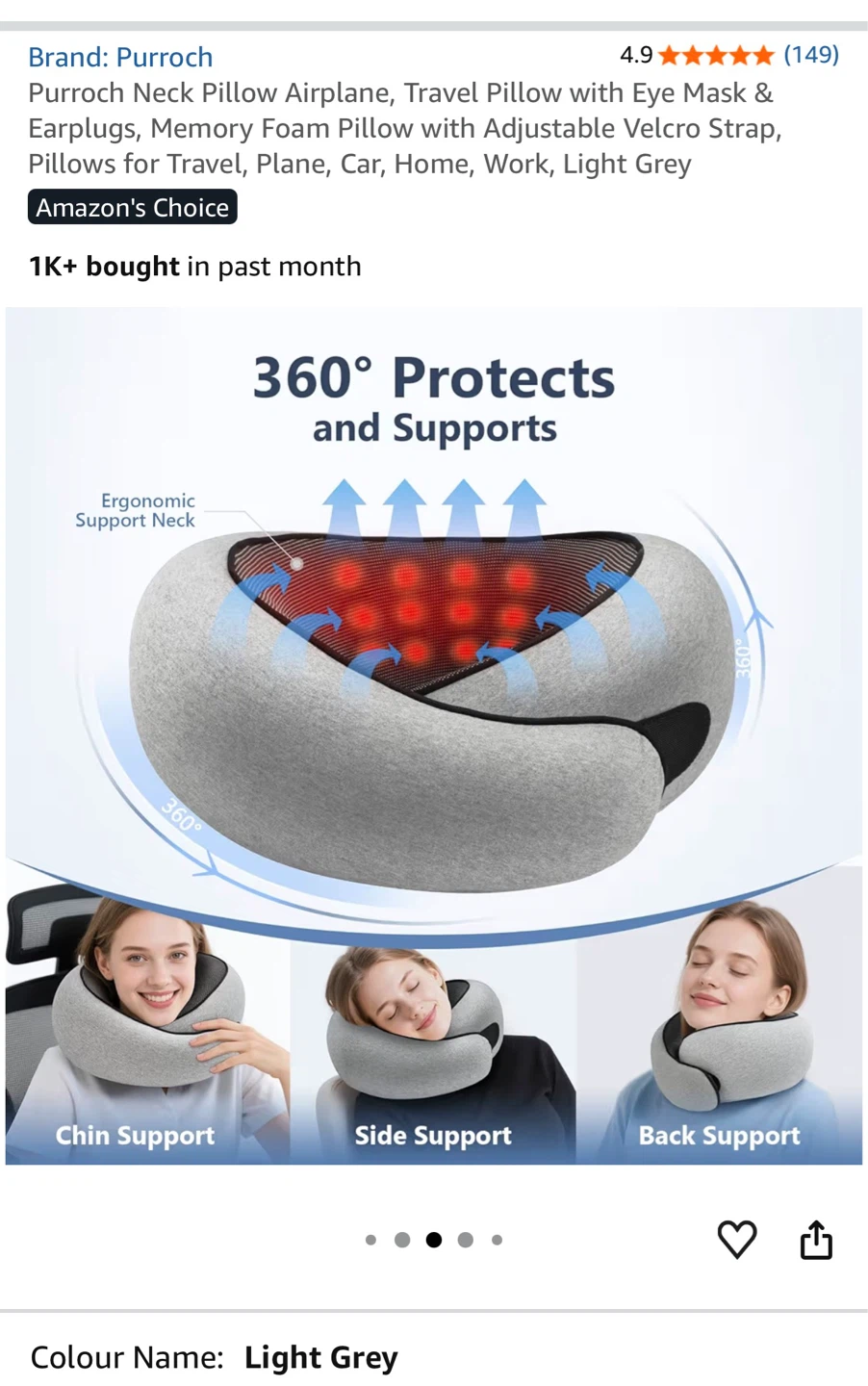Purroch Neck Pillow - Light Grey brand new - photo 4