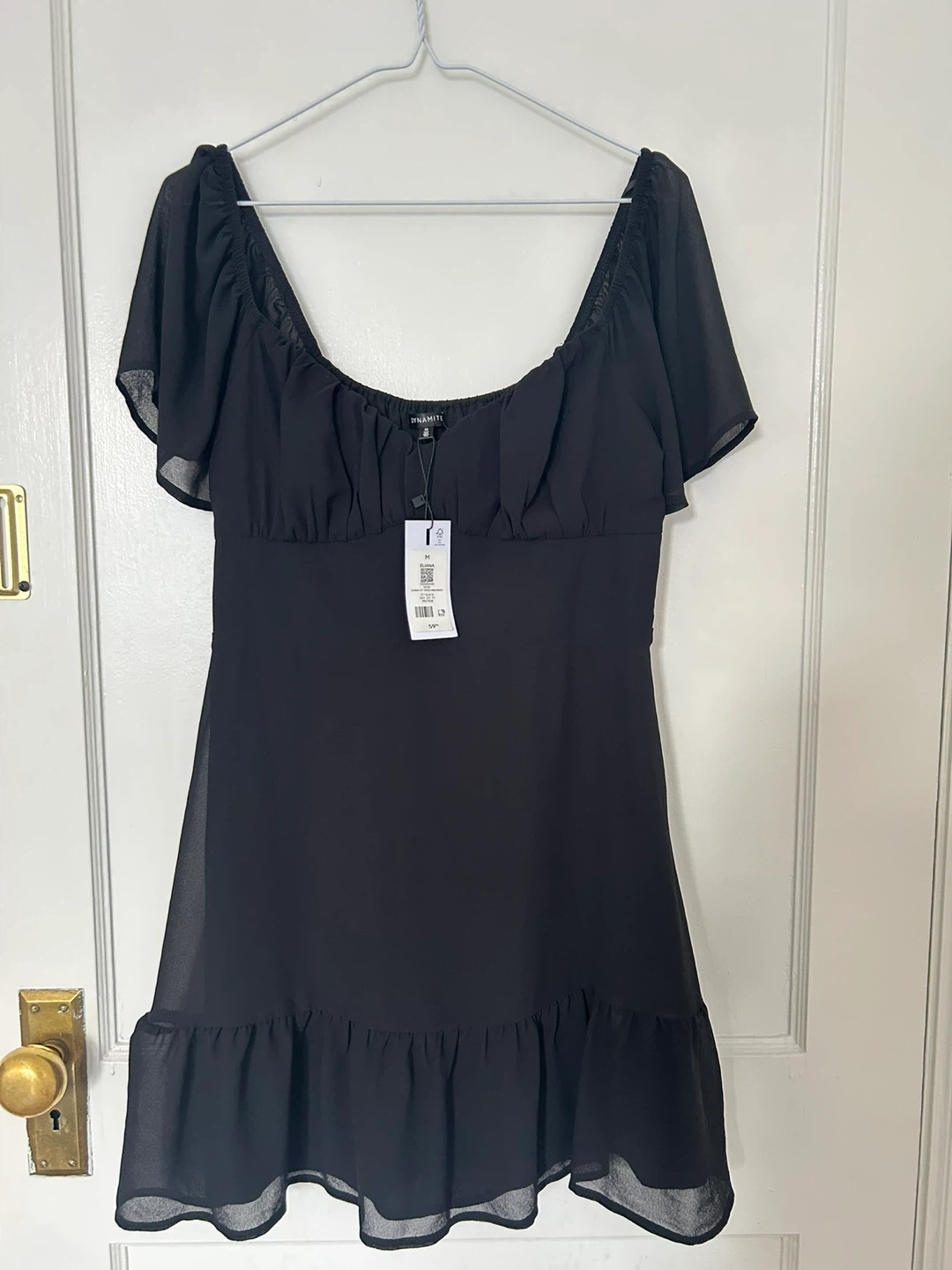 Dynamite Black Eliana S/S Tiered Dress Size M