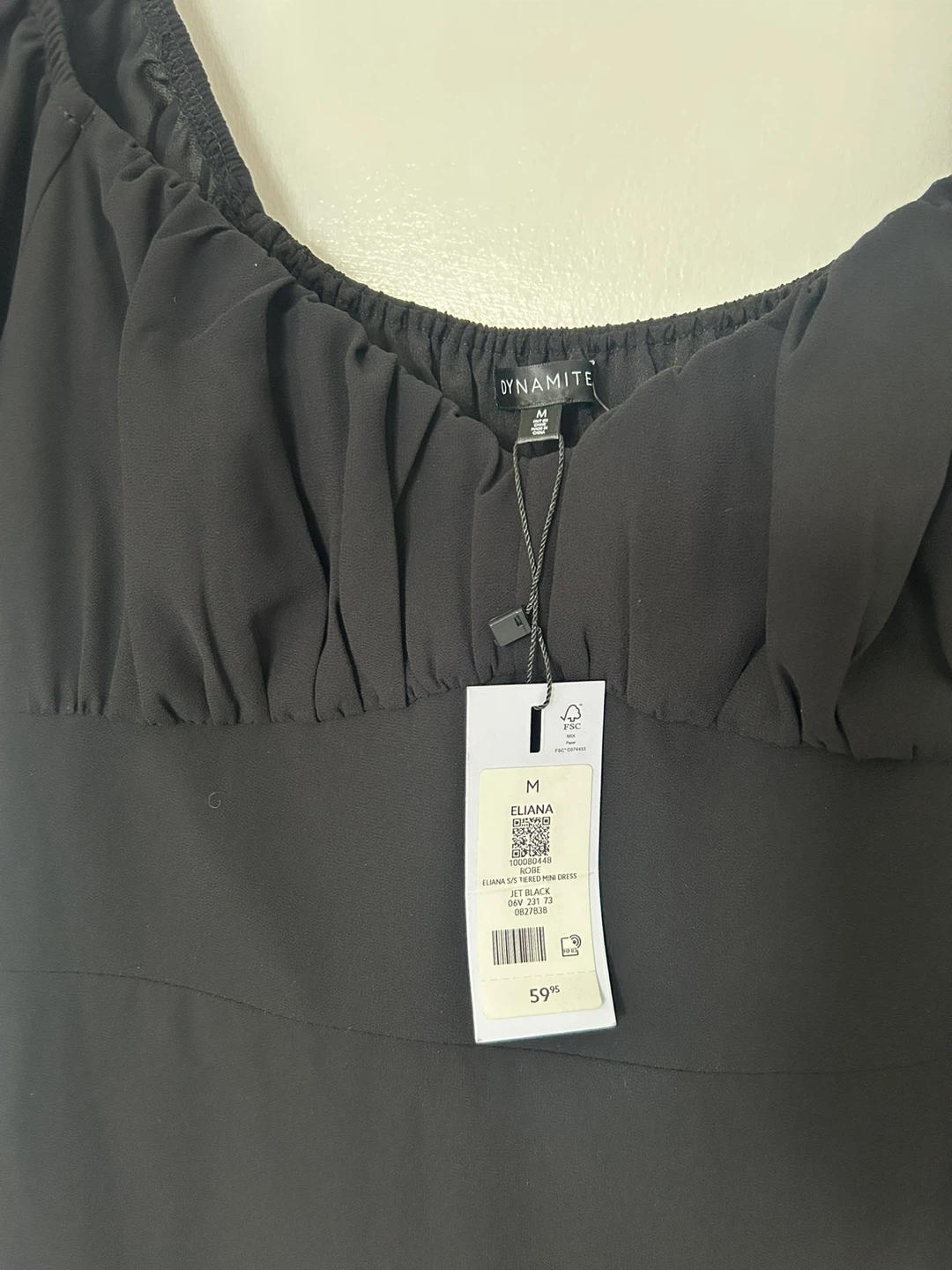 Dynamite Black Eliana S/S Tiered Dress Size M - photo 3