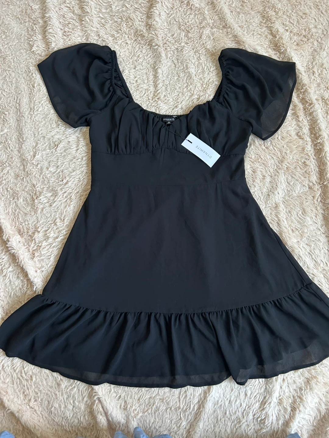 Dynamite Black Eliana S/S Tiered Dress Size M - photo 4