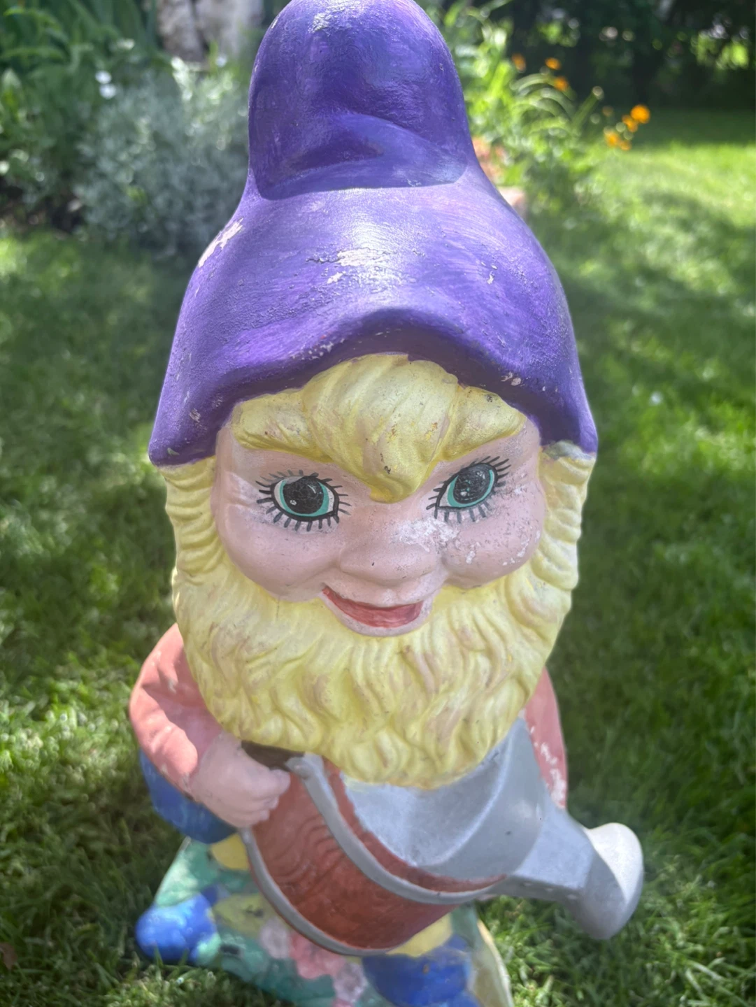 Vintage Garden Gnome with Watering Can Figurine - photo 2