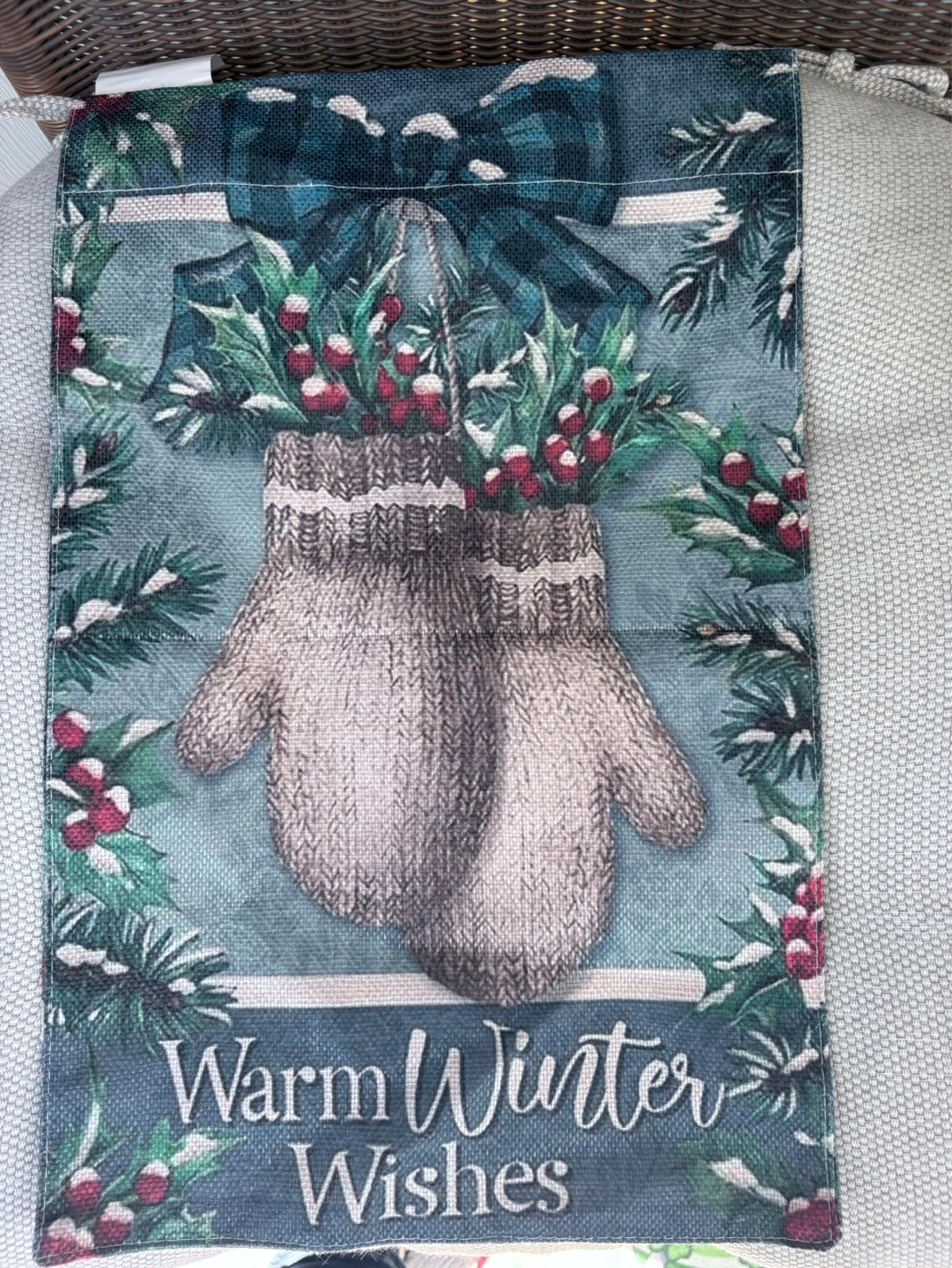 Warm Winter Wishes Decorative Burlap Garden Flag