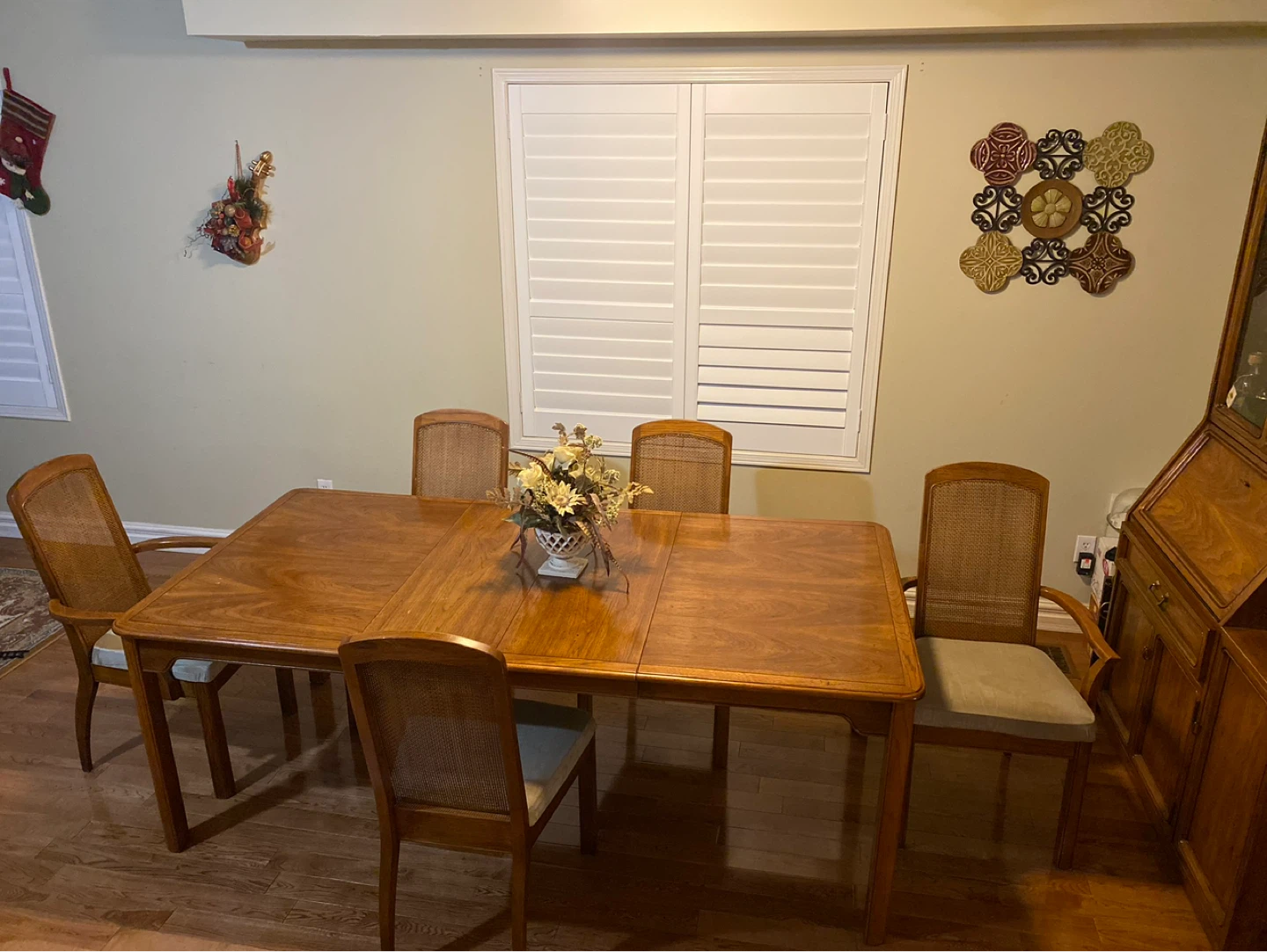Wooden Dining Set with Hutch