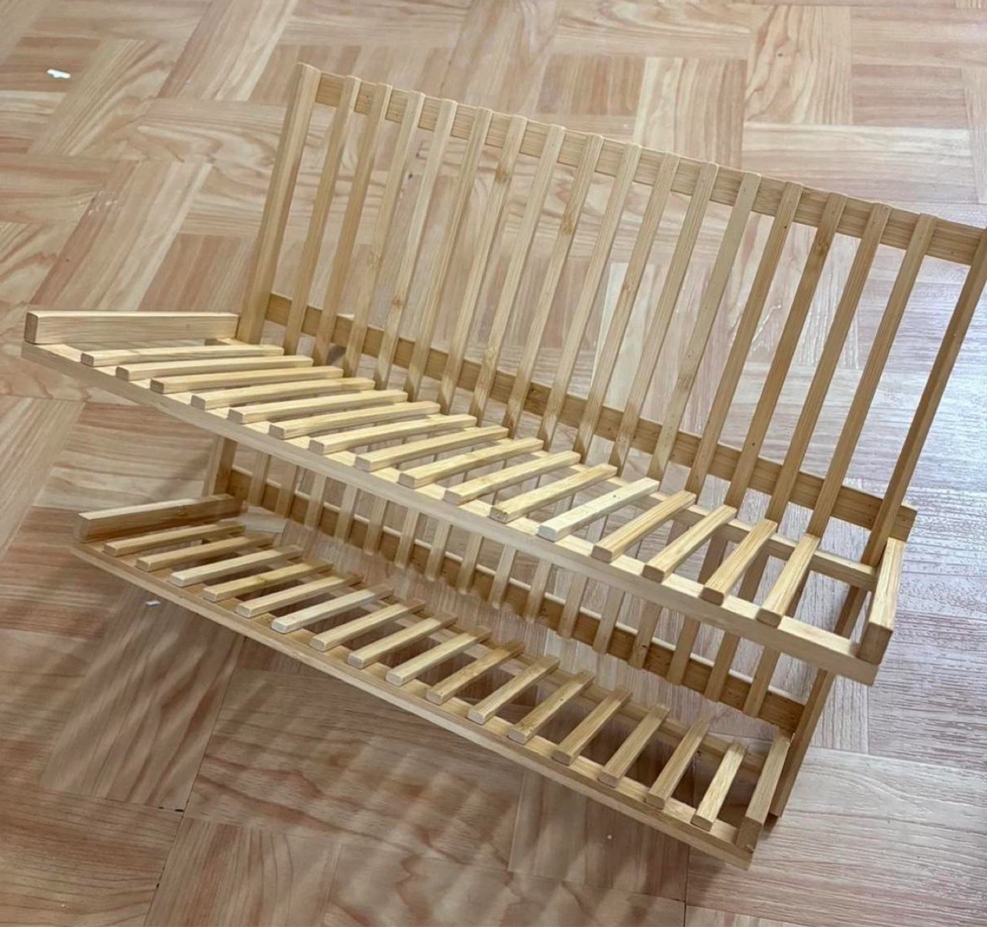 Bamboo Dish Rack - 2 Tier Folding Drying Shelf - photo 5