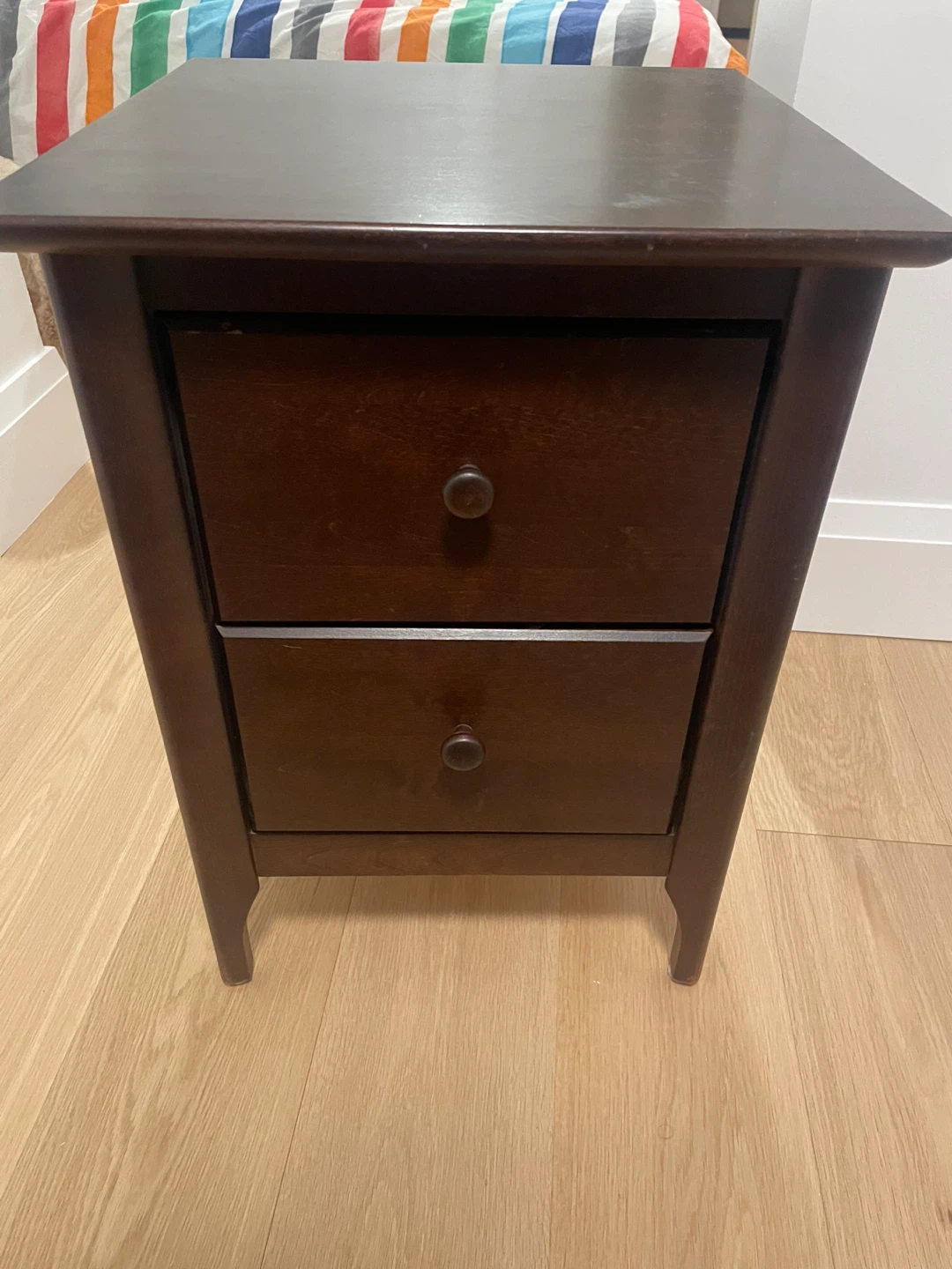 Dark Brown Wood Nightstand / End Table