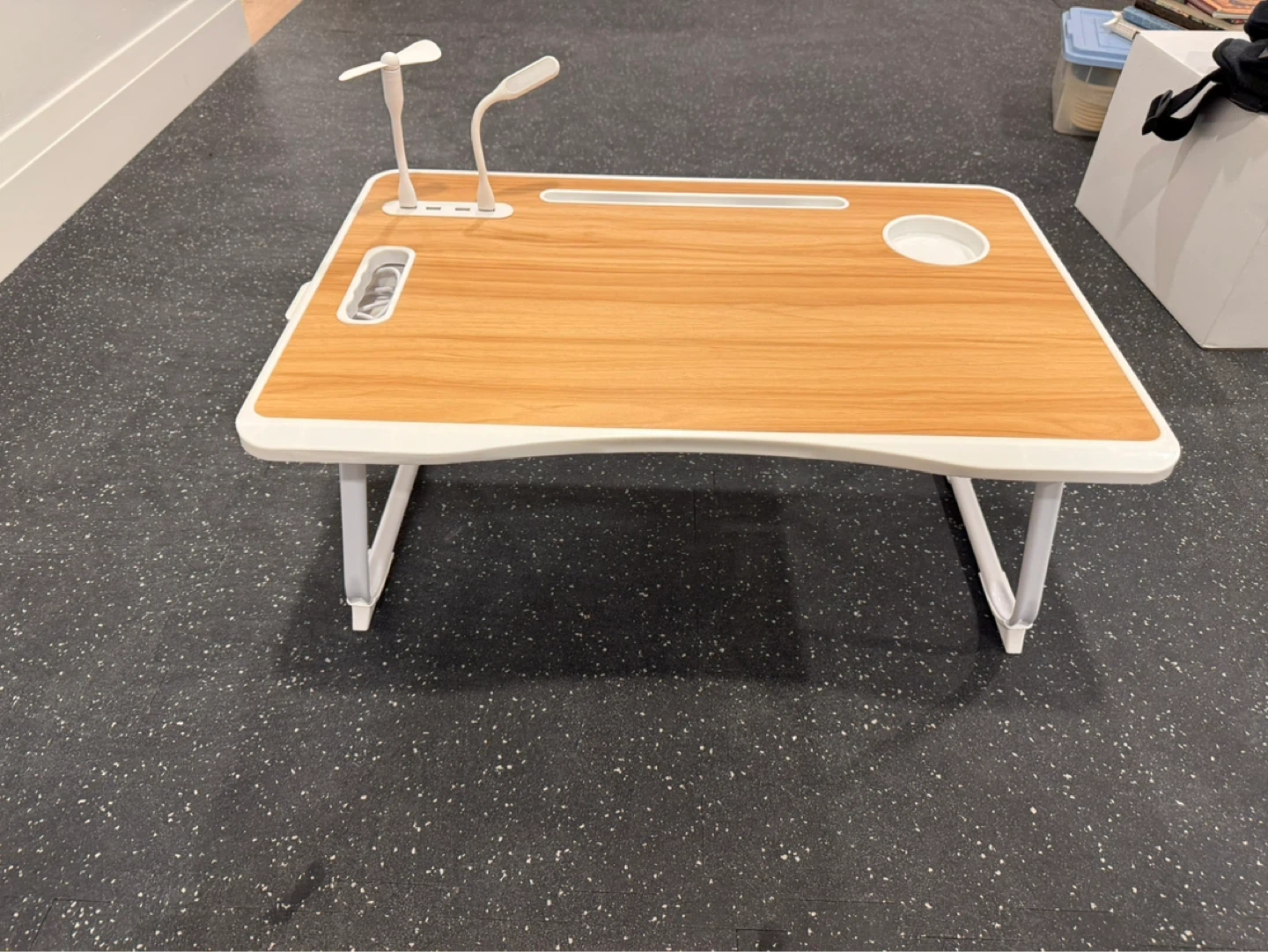 Laptop Bed Tray with LED Lights and Fan