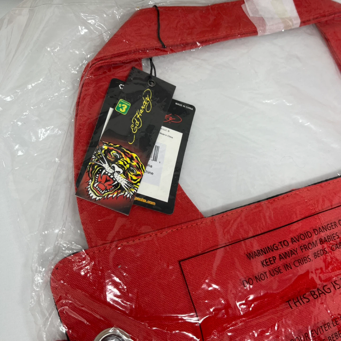 Ed Hardy Red Tote Bag with Parrot Design - photo 5