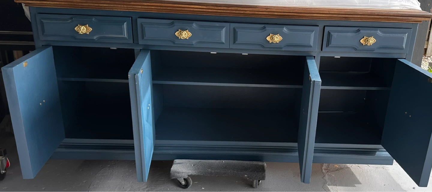 Vintage Blue Sideboard Buffet Cabinet - photo 2
