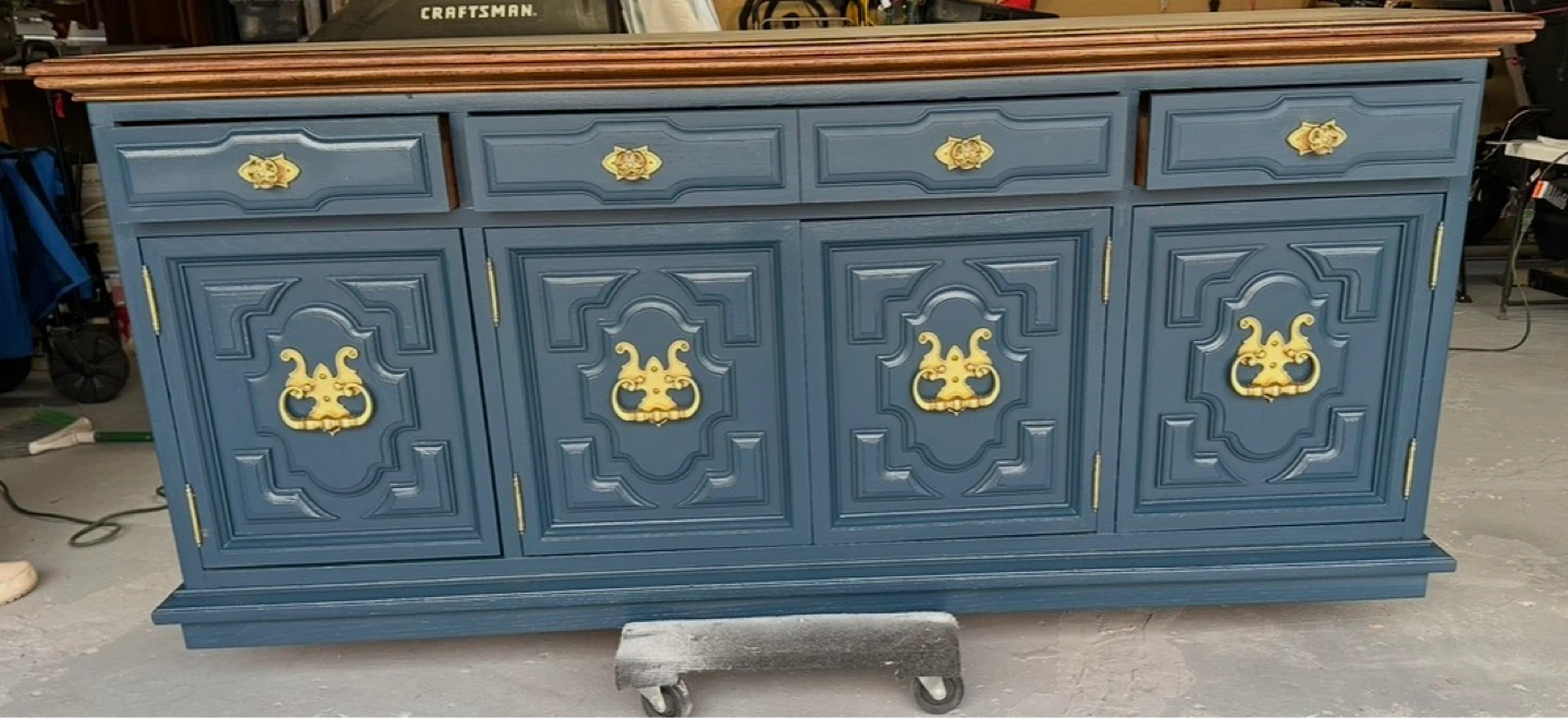 Vintage Blue Sideboard Buffet Cabinet - photo 3