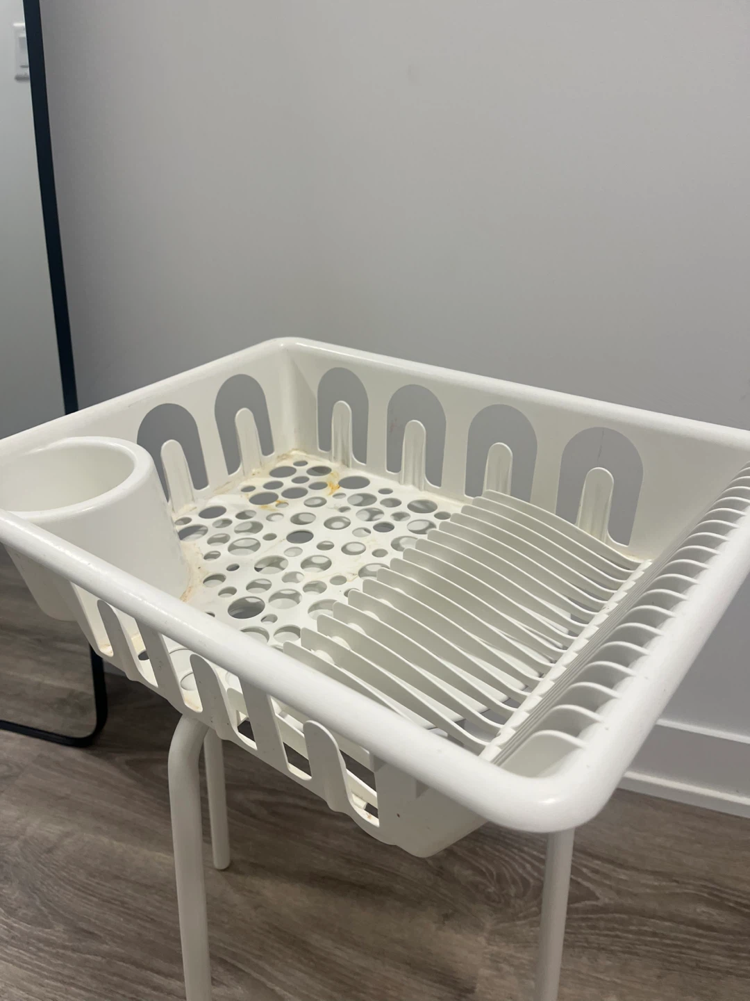 White Dish Rack with Utensil Holder - photo 2