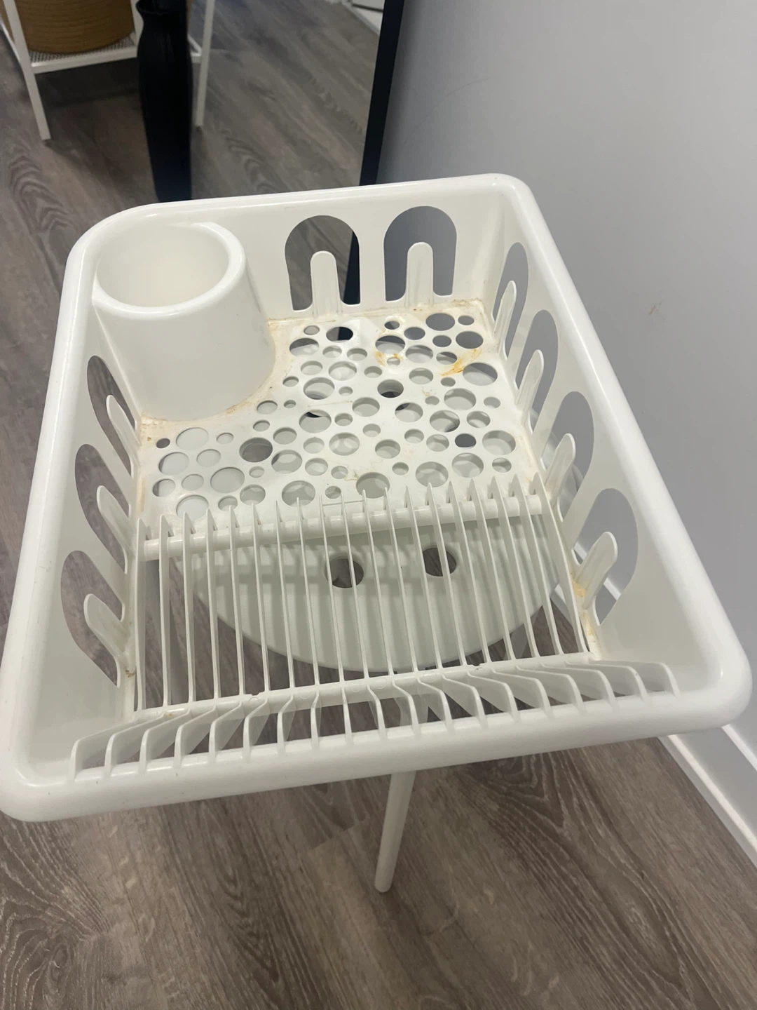 White Dish Rack with Utensil Holder