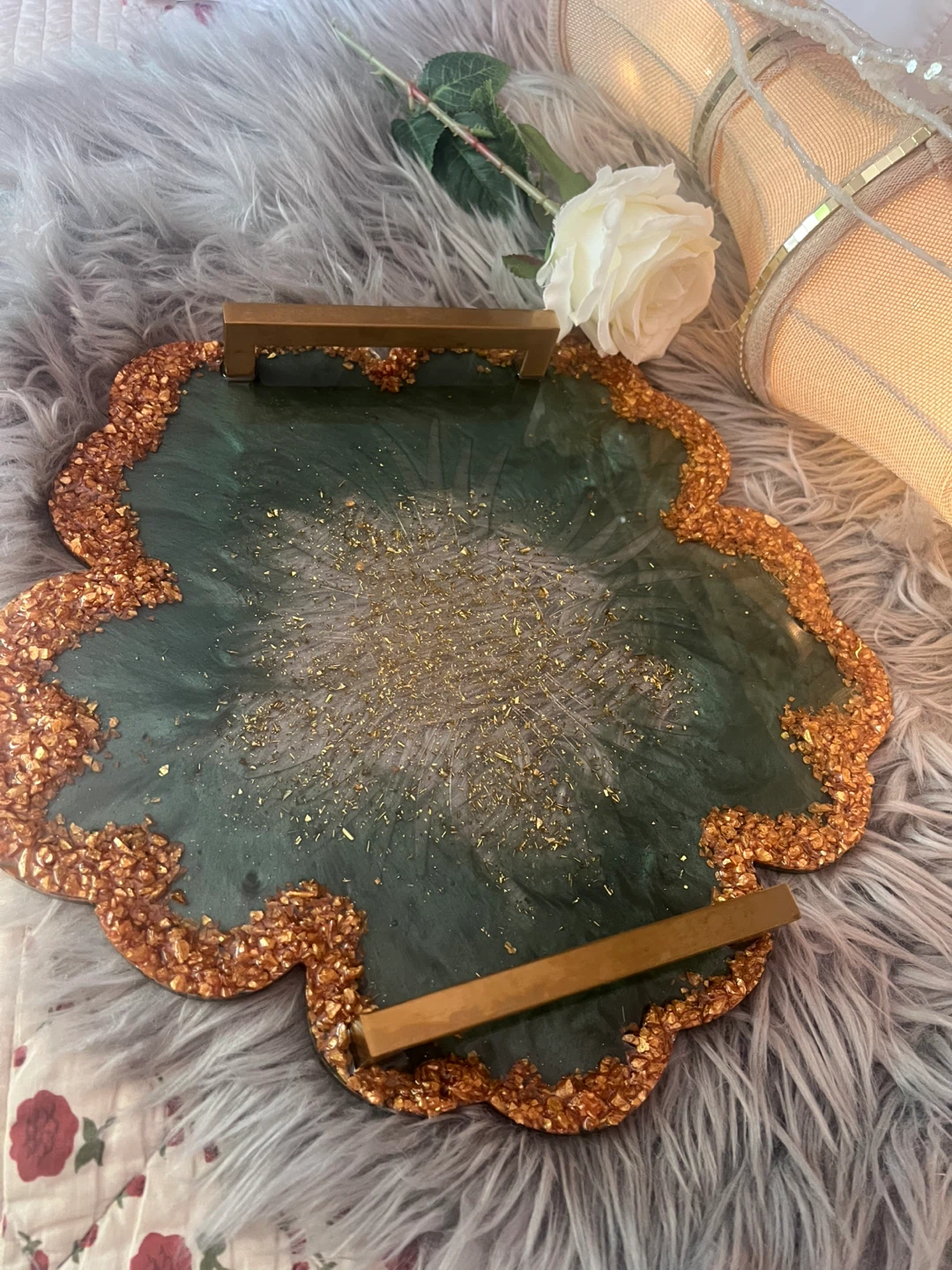Decorative Resin Tray with Handles - photo 3