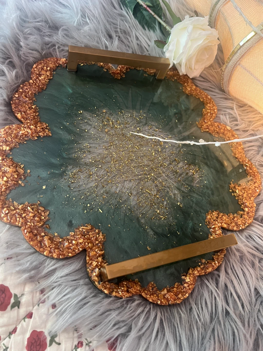 Decorative Resin Tray with Handles - photo 2