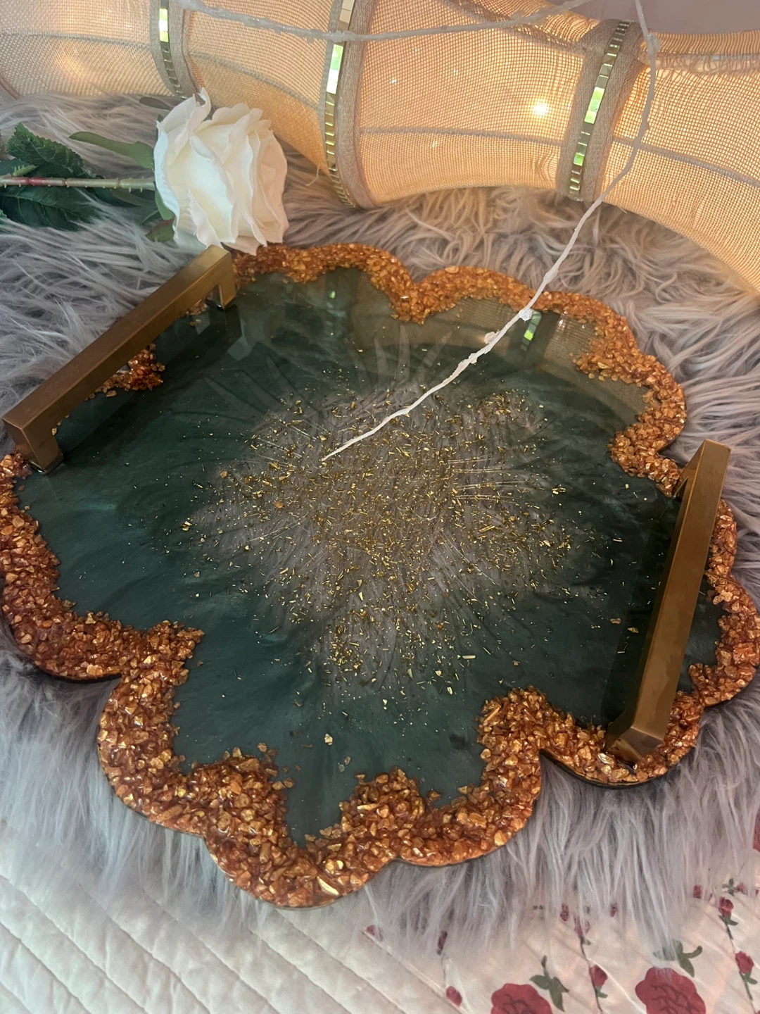 Decorative Resin Tray with Handles