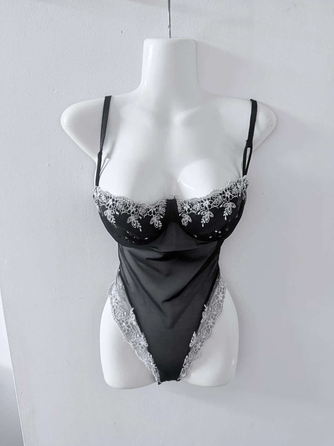 Papillon Blanc Black Lingerie Bodysuit