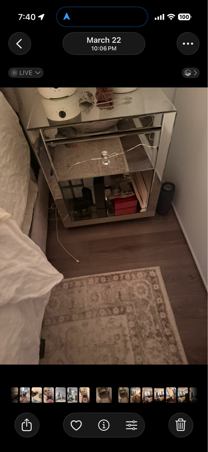 Worlds Away Beveled Mirror One Drawer Nightstand - photo 2