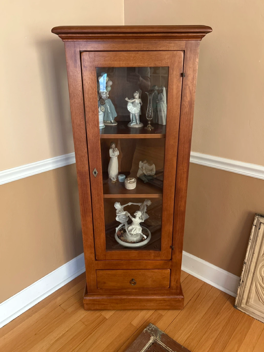 Wooden Curio Cabinet with Glass Door