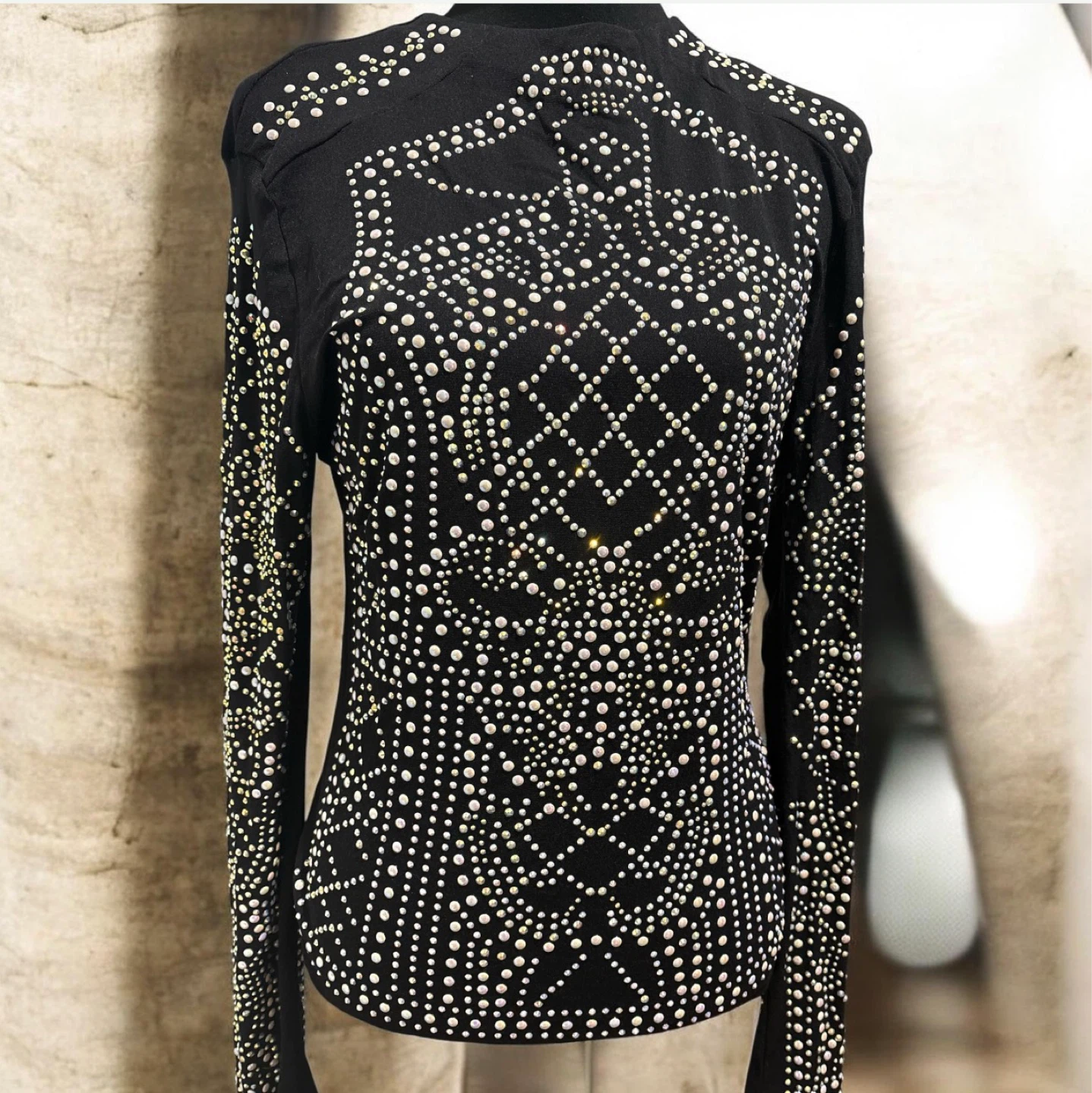 Love J Black Embellished Long Sleeve Top