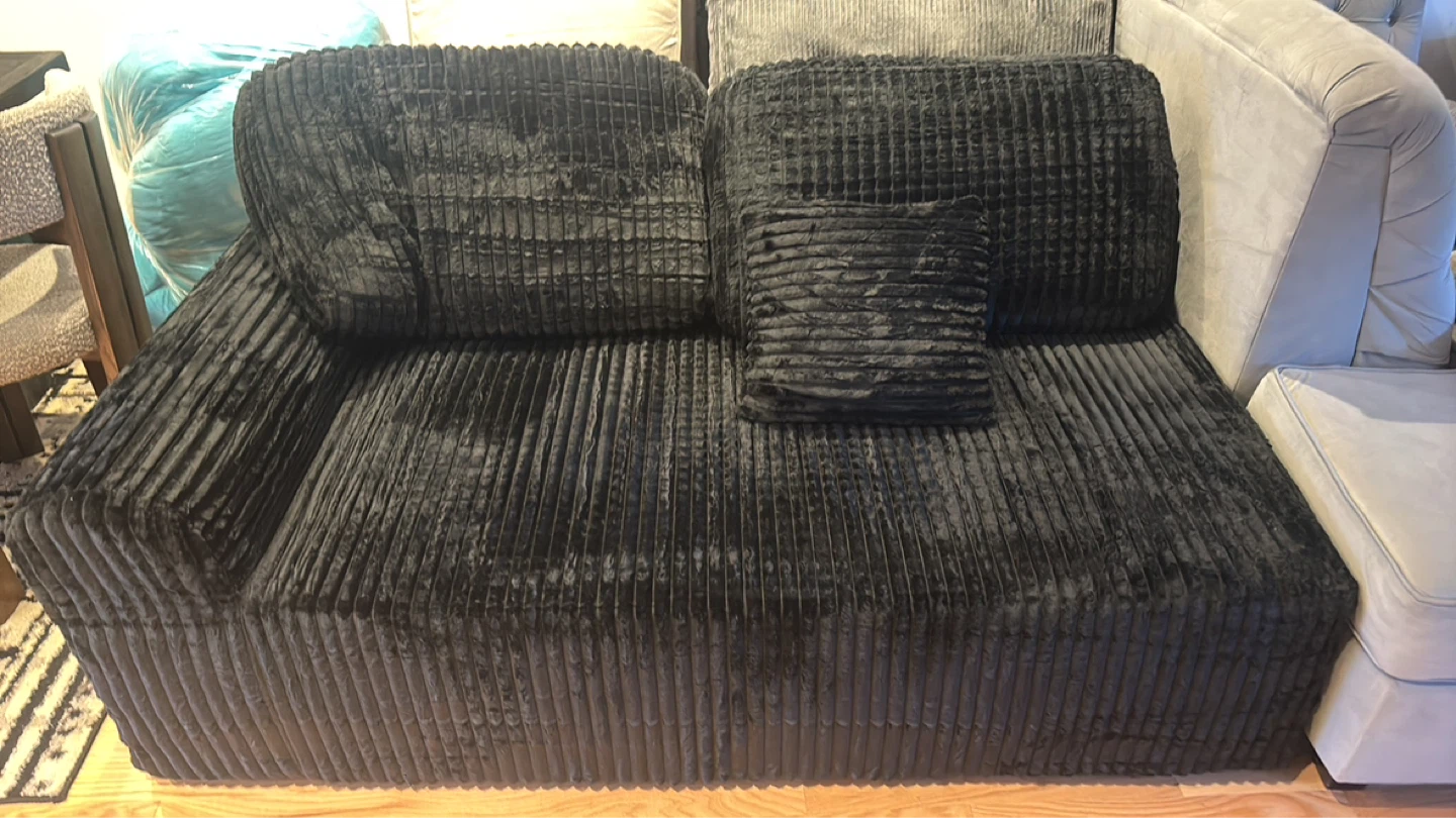 Black Corduroy Sofa Couch - photo 2