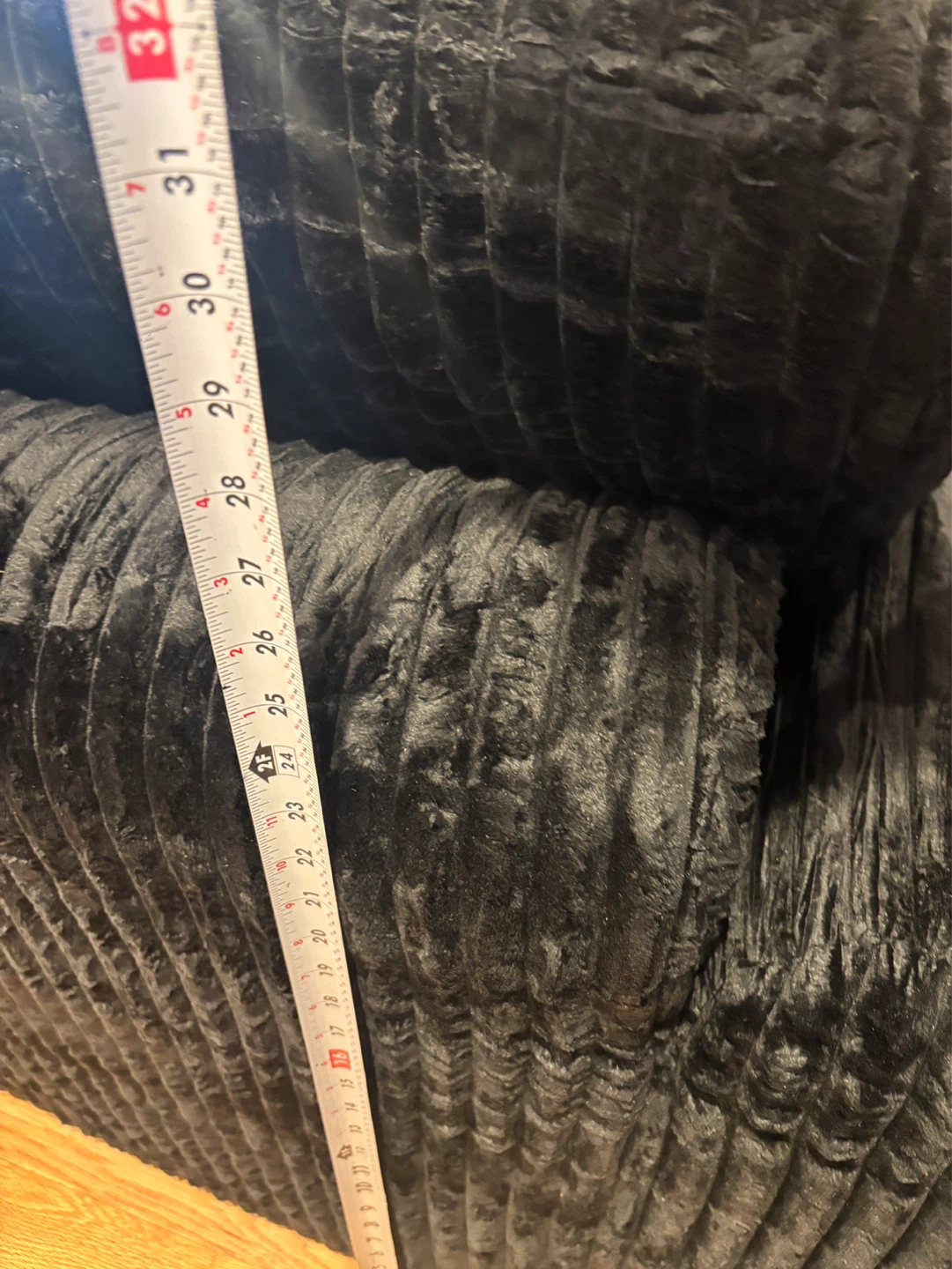 Black Corduroy Sofa Couch - photo 5