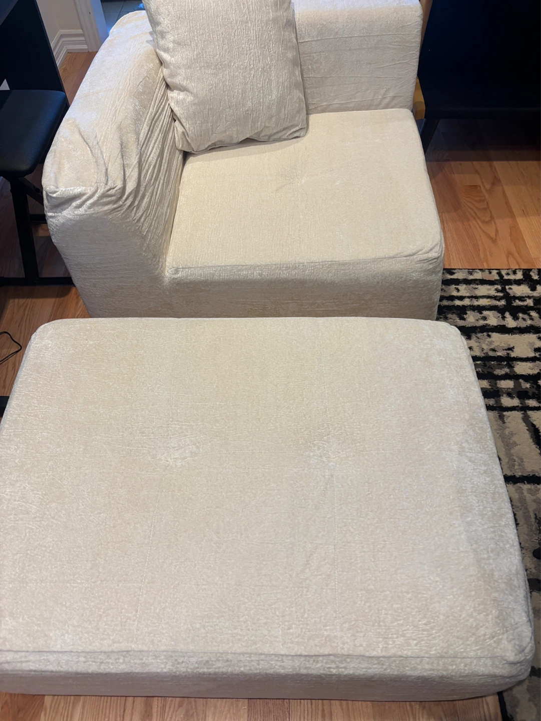 Cream Armchair with Ottoman