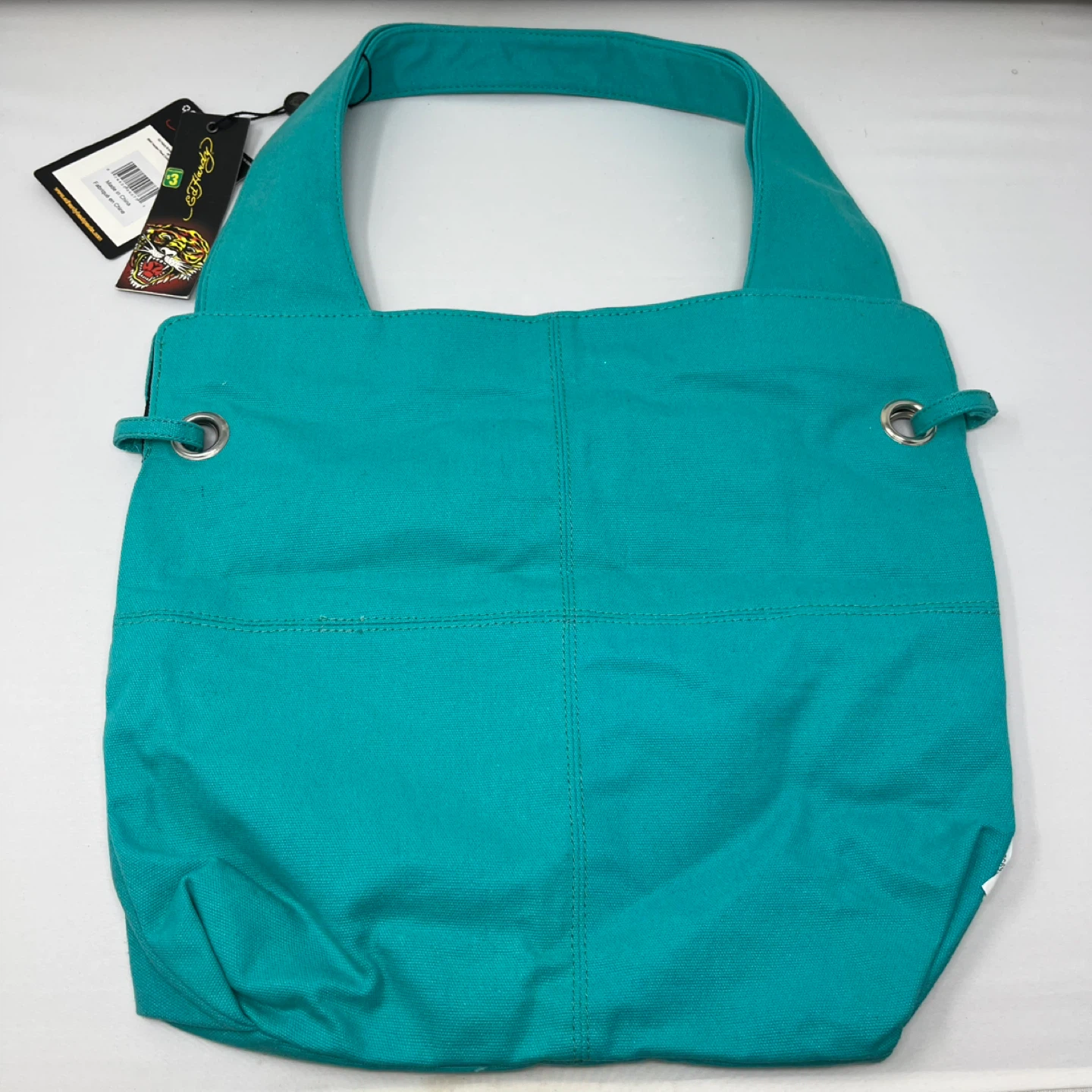 Ed Hardy Teal Canvas Tote Bag - photo 4