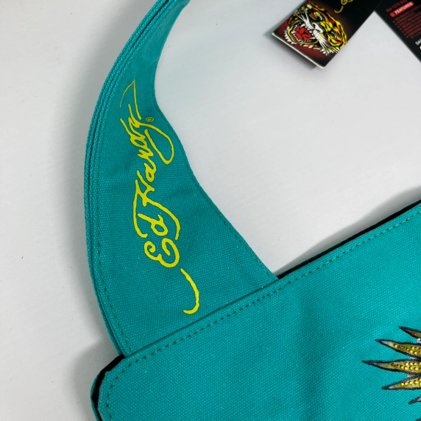 Ed Hardy Teal Canvas Tote Bag - photo 3