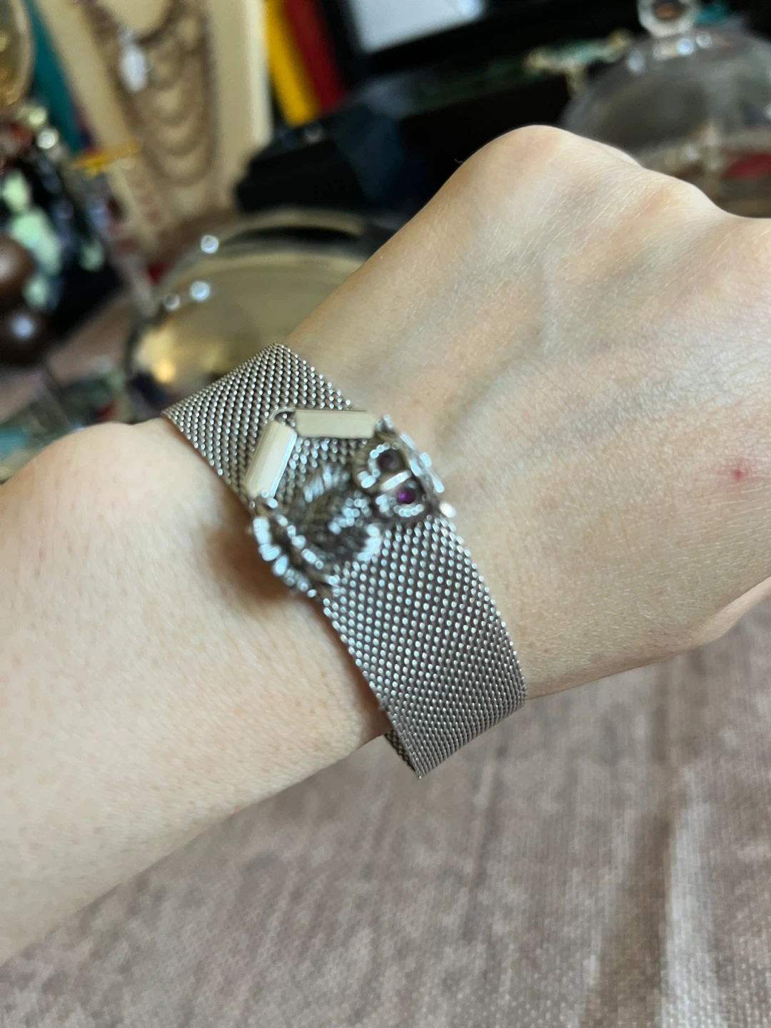 Mesh Bracelet with Owl Clasp