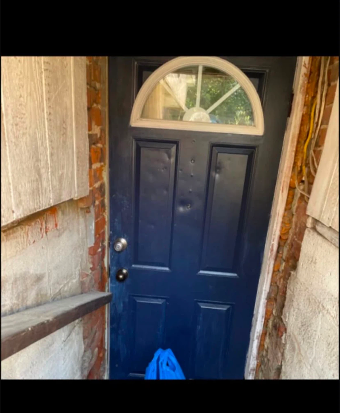Used Exterior Steel Door (Half-Moon Window) – Approx. 32” x 77