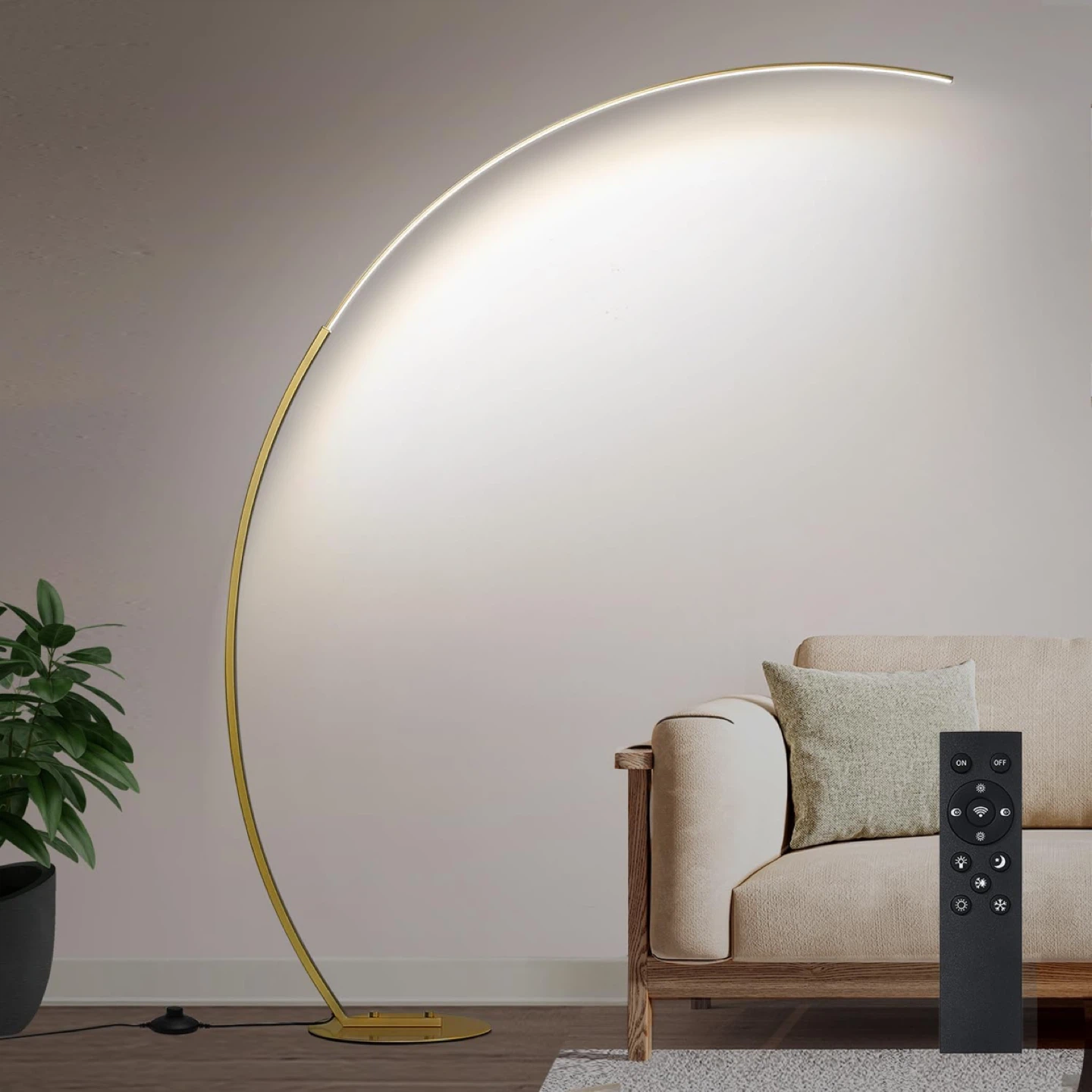 Dimmable LED Floor Lamp with 3 Color Temperatures, 2000LM Gold